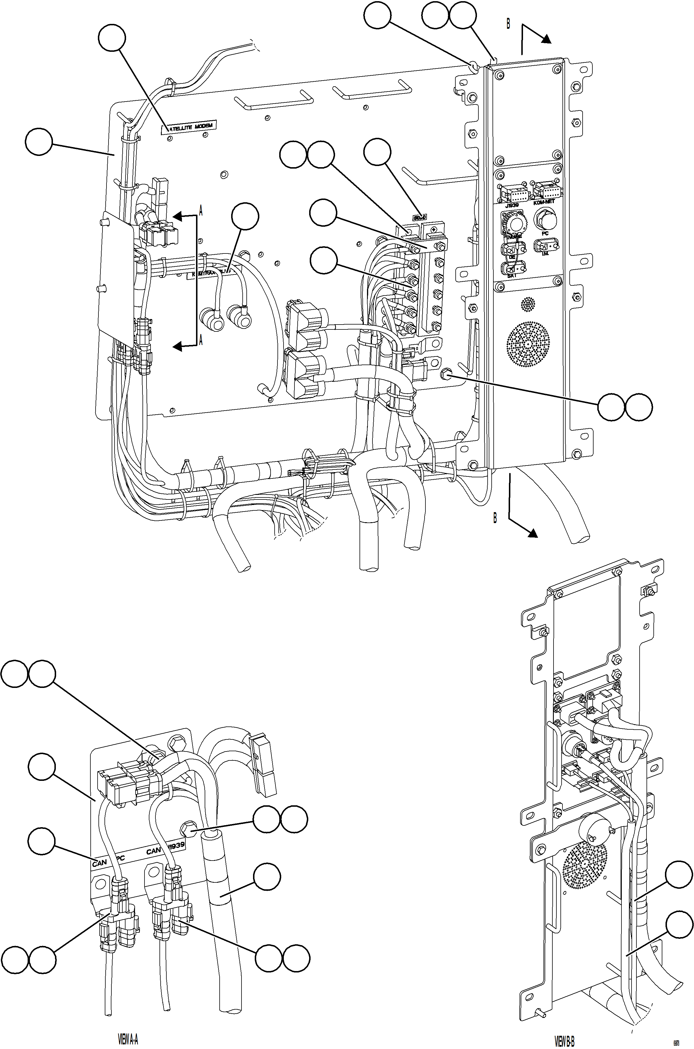 Dump Trucks Komatsu / AFE78-AA 930E-5 S/N A40107 - A40110, A40113 - A40114, A40119 - A40120  SOUTH FLANK(AFE78-AA) / CAB ELECTRICAL - BACK WALL    2/2(640 : 69878)