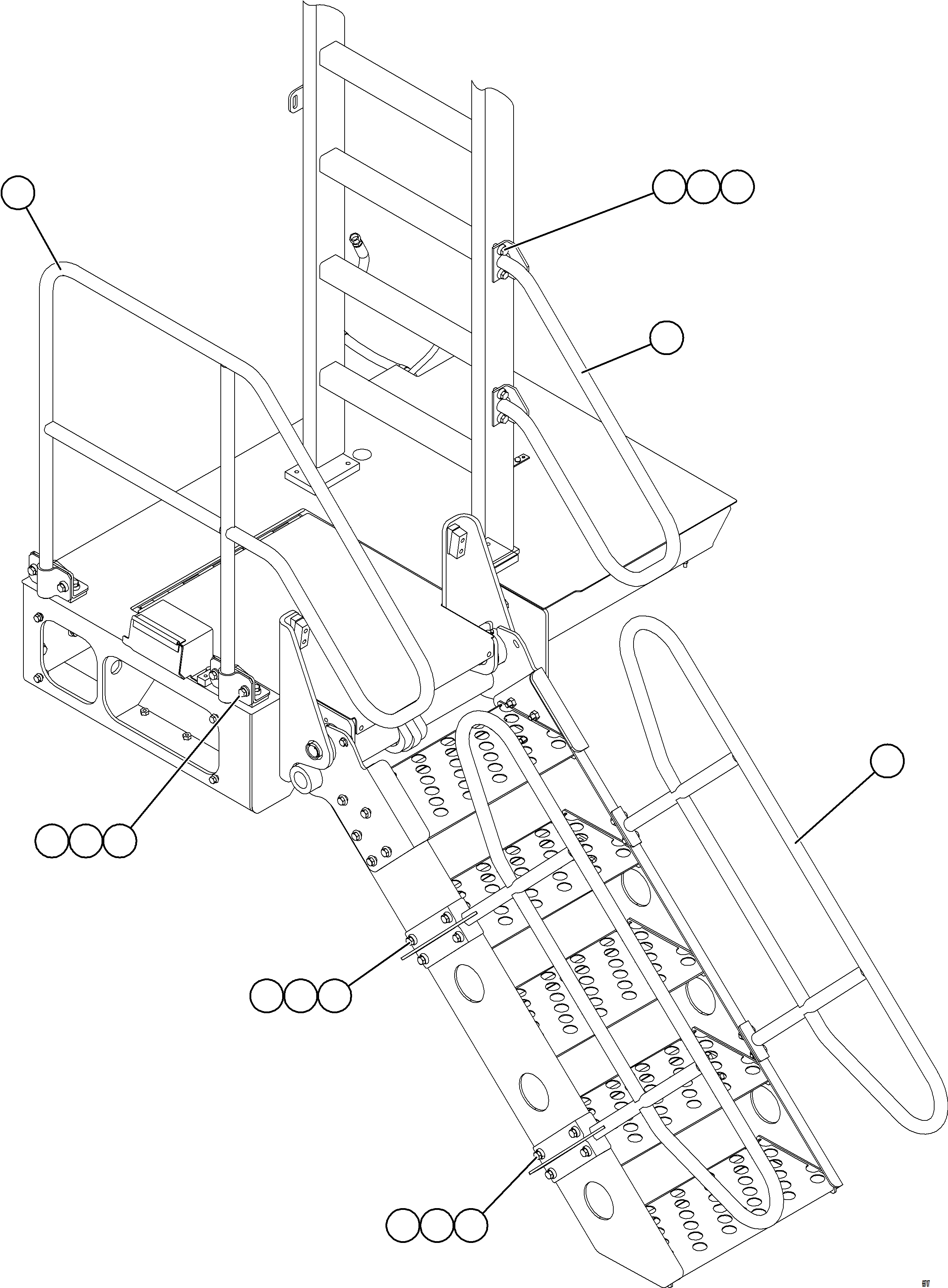 Dump Trucks Komatsu / AFE78-AA 930E-5 S/N A40107 - A40110, A40113 - A40114, A40119 - A40120  SOUTH FLANK(AFE78-AA) / LH LOWER PLATFORM HANDRAILS(698 : 69707)