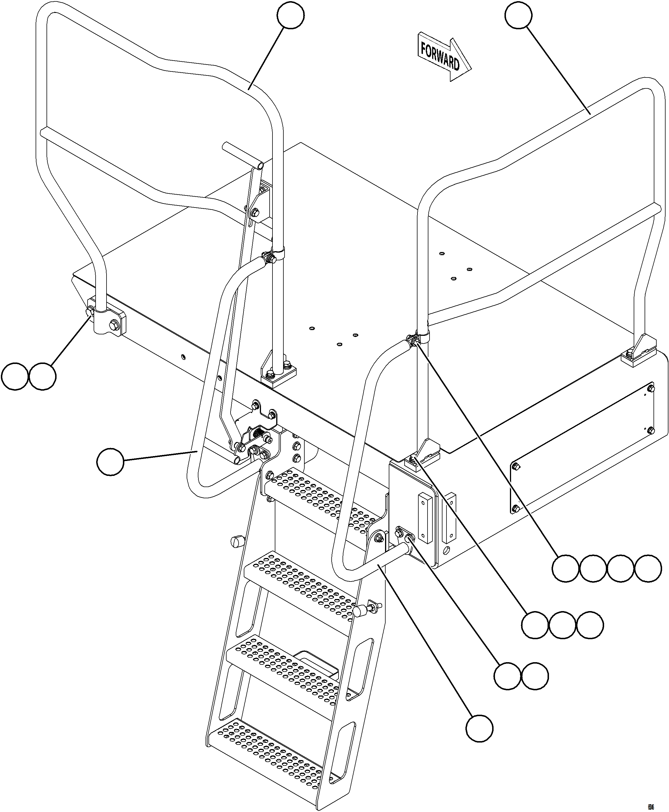 Dump Trucks Komatsu / AFE78-AA 930E-5 S/N A40107 - A40110, A40113 - A40114, A40119 - A40120  SOUTH FLANK(AFE78-AA) / RH LOWER PLATFORM HANDRAILS(700 : 65046)