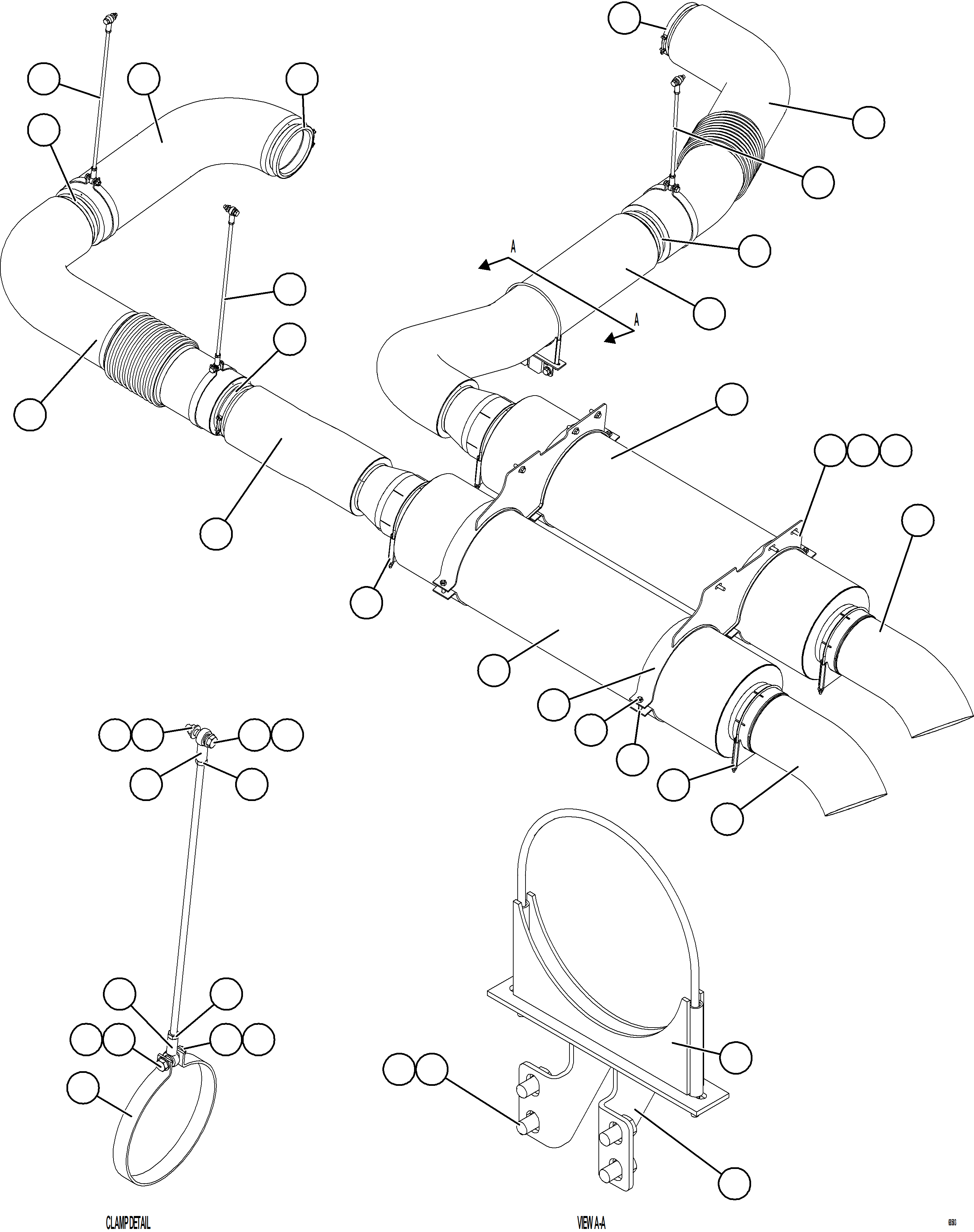 Komatsu parts book diagram for AFE78-D 930E-5 S/N A40027 - A40028 BMA GOONYELLA: EXHAUST PIPING - DECK MUFFLERS