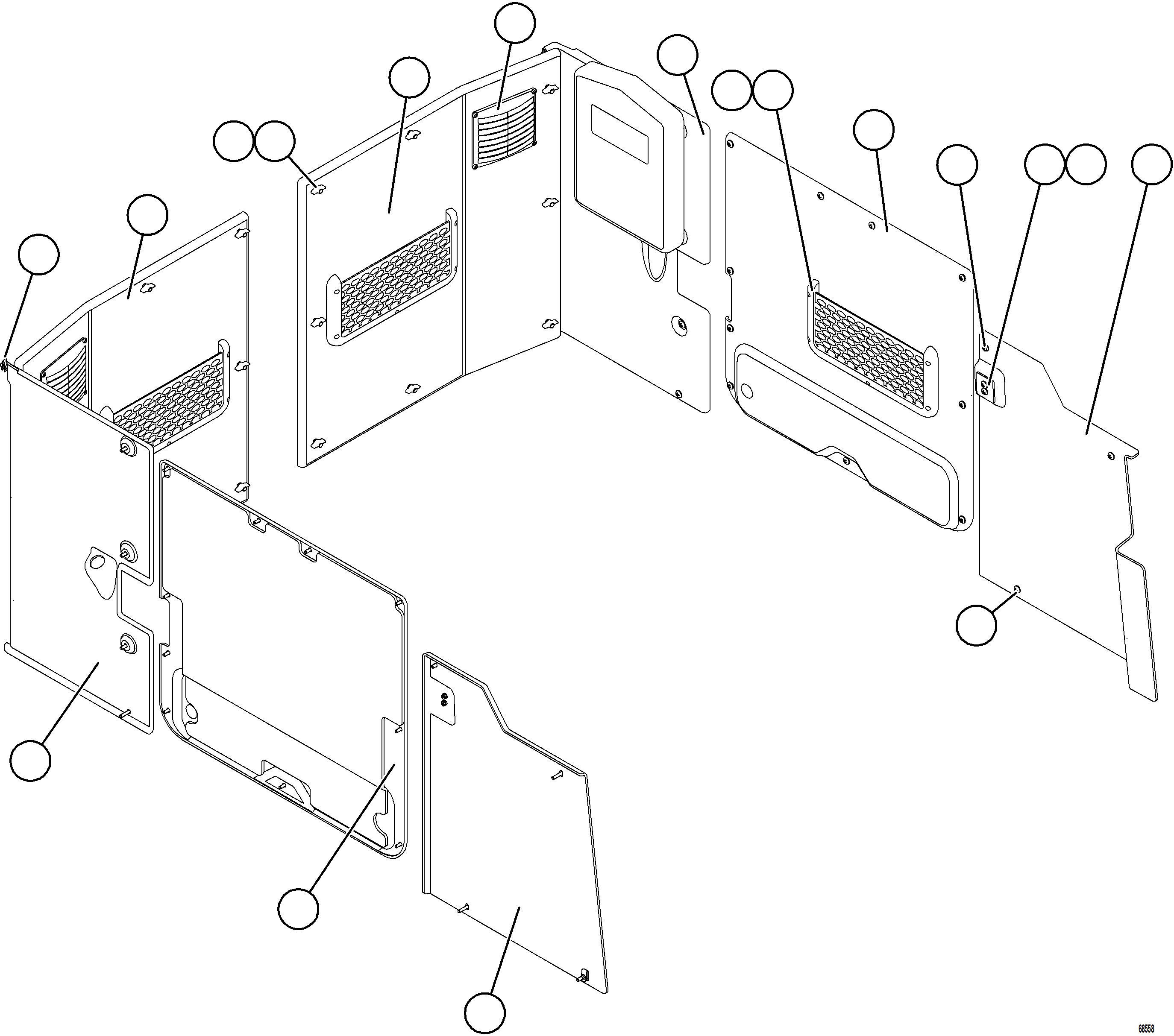 Komatsu parts book diagram for AFE78-D 930E-5 S/N A40027 - A40028 BMA GOONYELLA: CAB VINYL    1/2