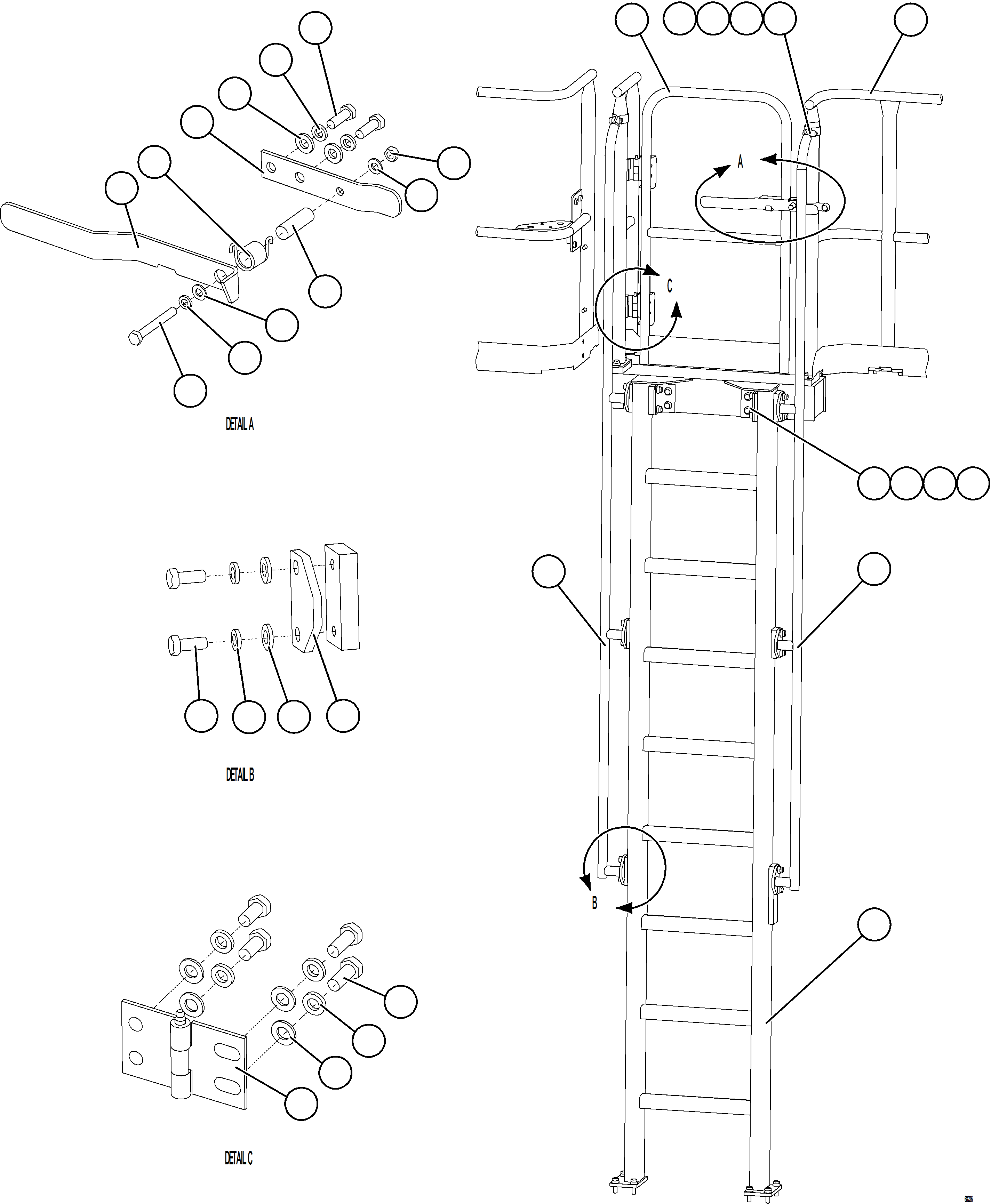 Komatsu parts book diagram for AFE78-D 930E-5 S/N A40027 - A40028 BMA GOONYELLA: LH GATE & LADDER