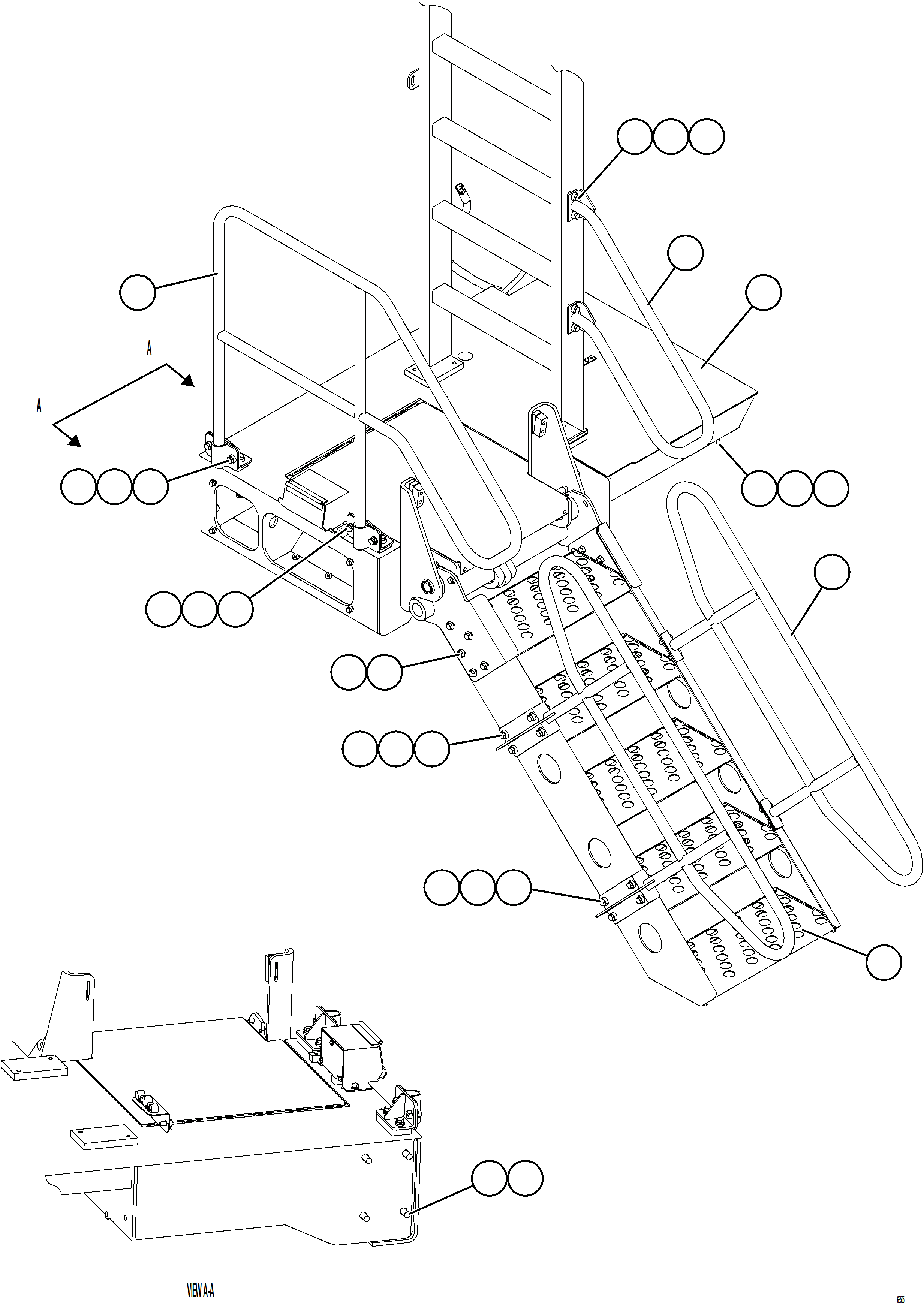Komatsu parts book diagram for AFE78-D 930E-5 S/N A40027 - A40028 BMA GOONYELLA: RETRACTABLE LADDER    1/2
