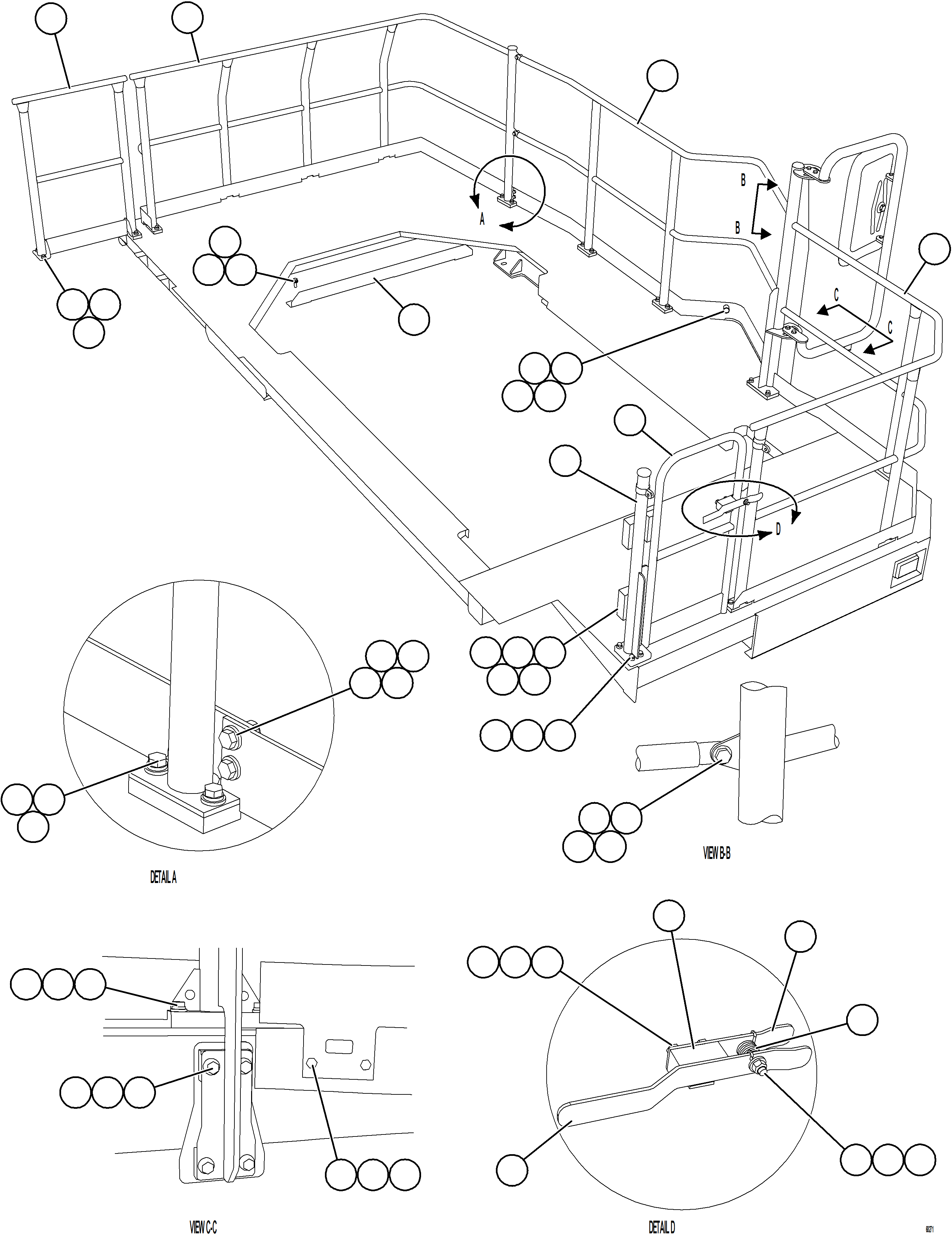 Komatsu parts book diagram for AFE78-D 930E-5 S/N A40027 - A40028 BMA GOONYELLA: LH DECK HANDRAILS