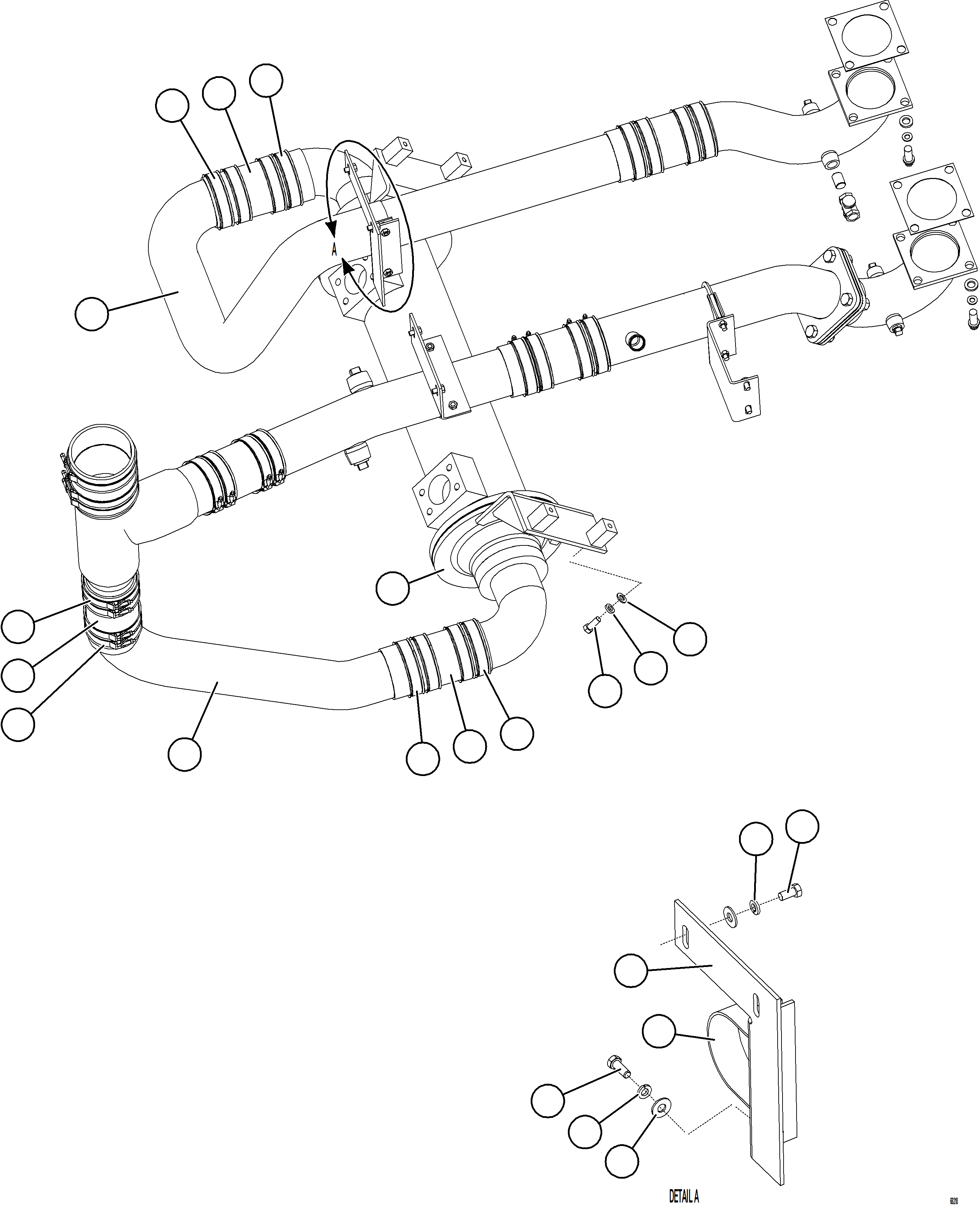 Komatsu parts book diagram for AFE78-E 930E-5 S/N A40022, A40024 - A40025  TECK: RADIATOR PIPING    3/4