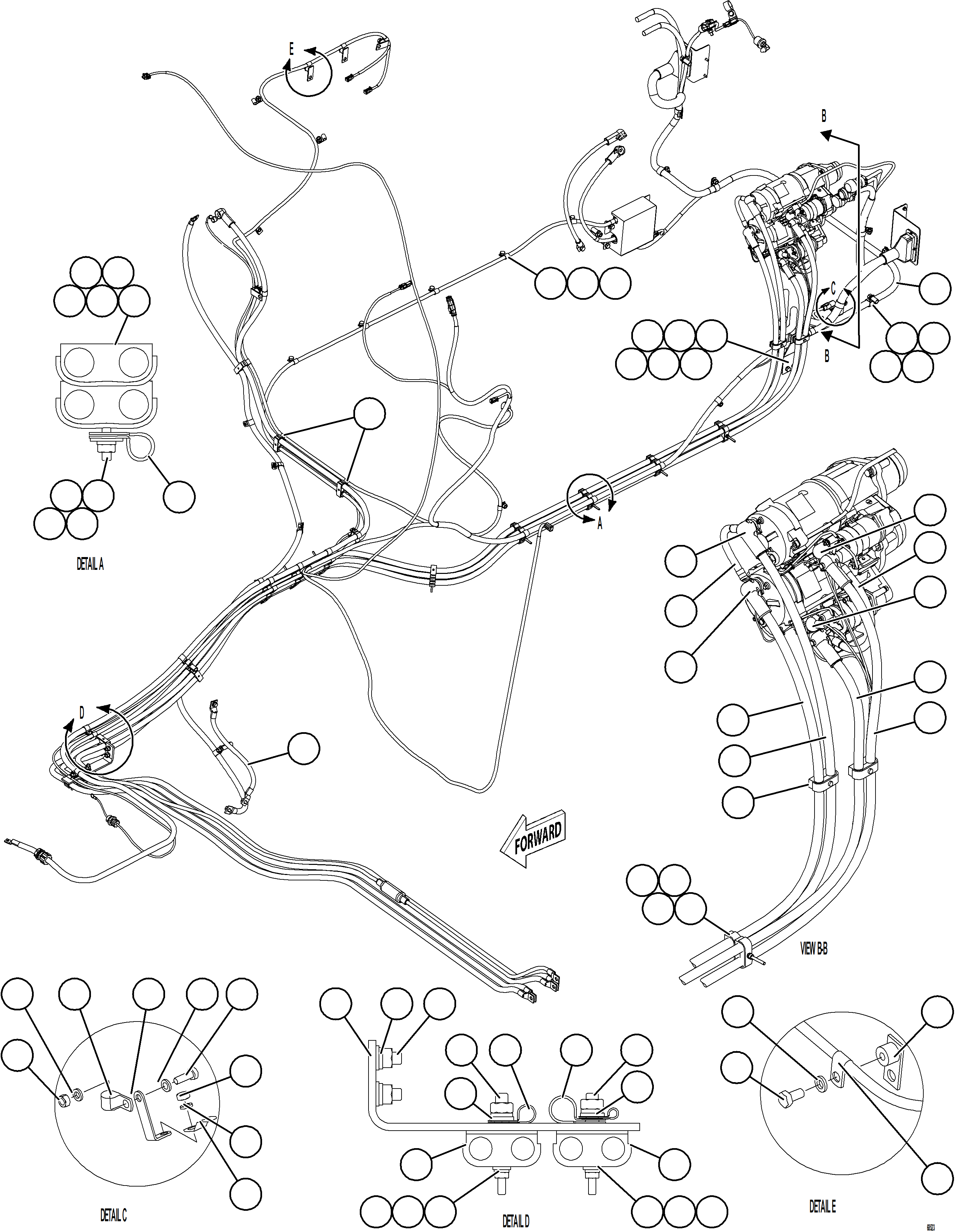 Komatsu parts book diagram for AFE78-E 930E-5 S/N A40022, A40024 - A40025  TECK: STARTING SYSTEM WIRING    1/3