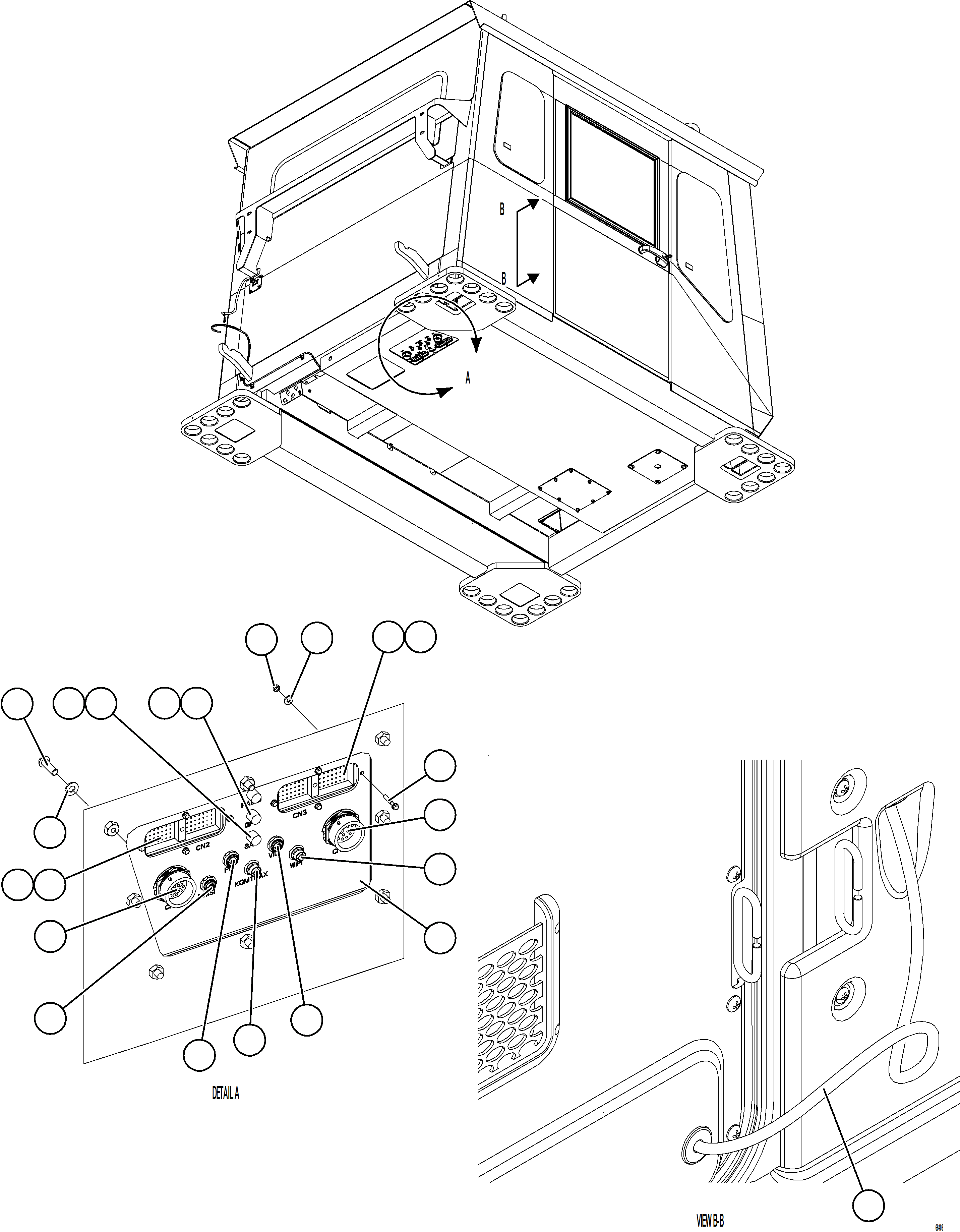 Komatsu parts book diagram for AFE78-E 930E-5 S/N A40022, A40024 - A40025  TECK: INTERNAL CAB WIRING    2/2