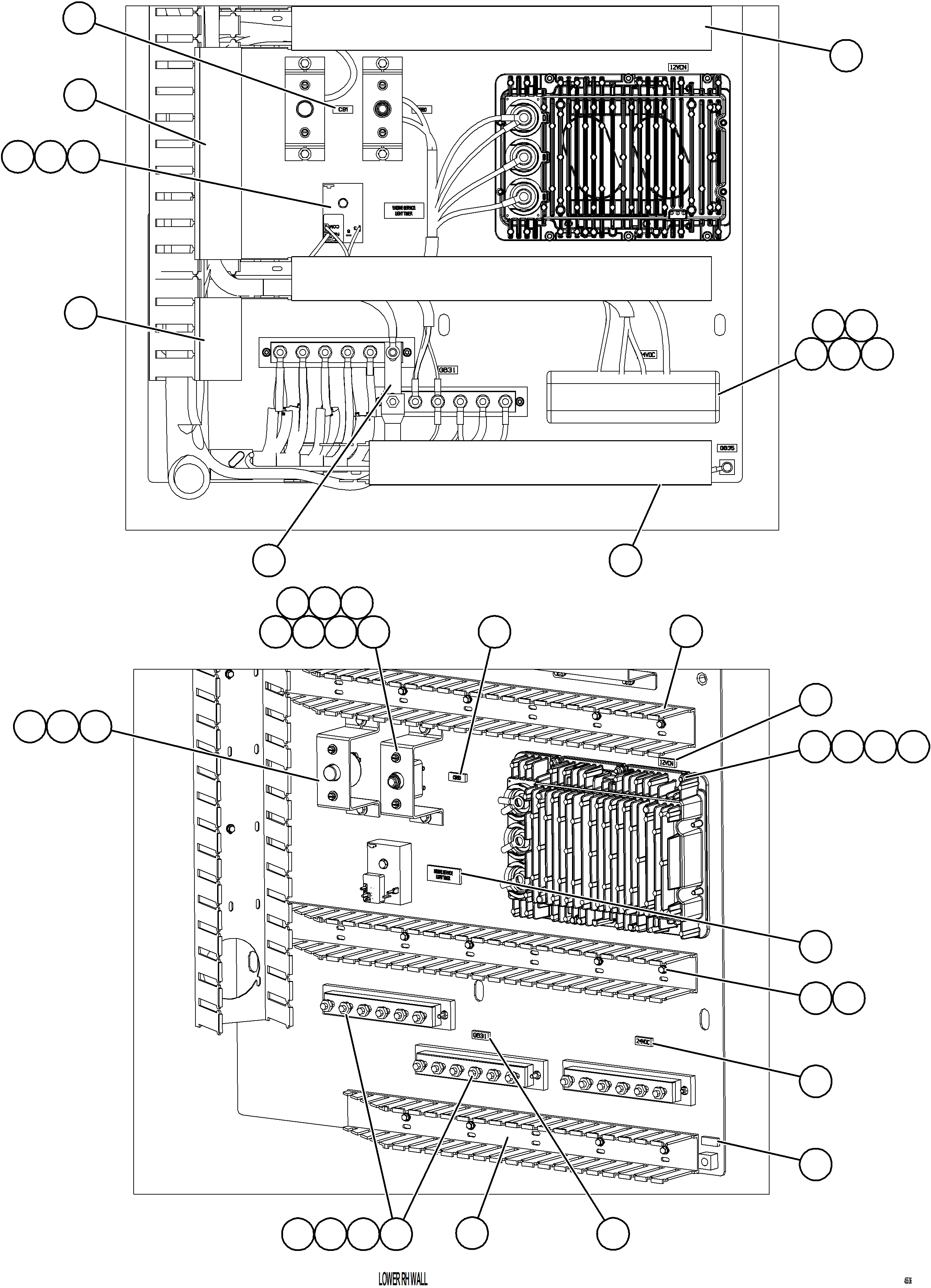 Komatsu parts book diagram for AFE78-E 930E-5 S/N A40022, A40024 - A40025  TECK: AUXILIARY CONTROL CABINET COMPONENTS - RH WALL 2/2