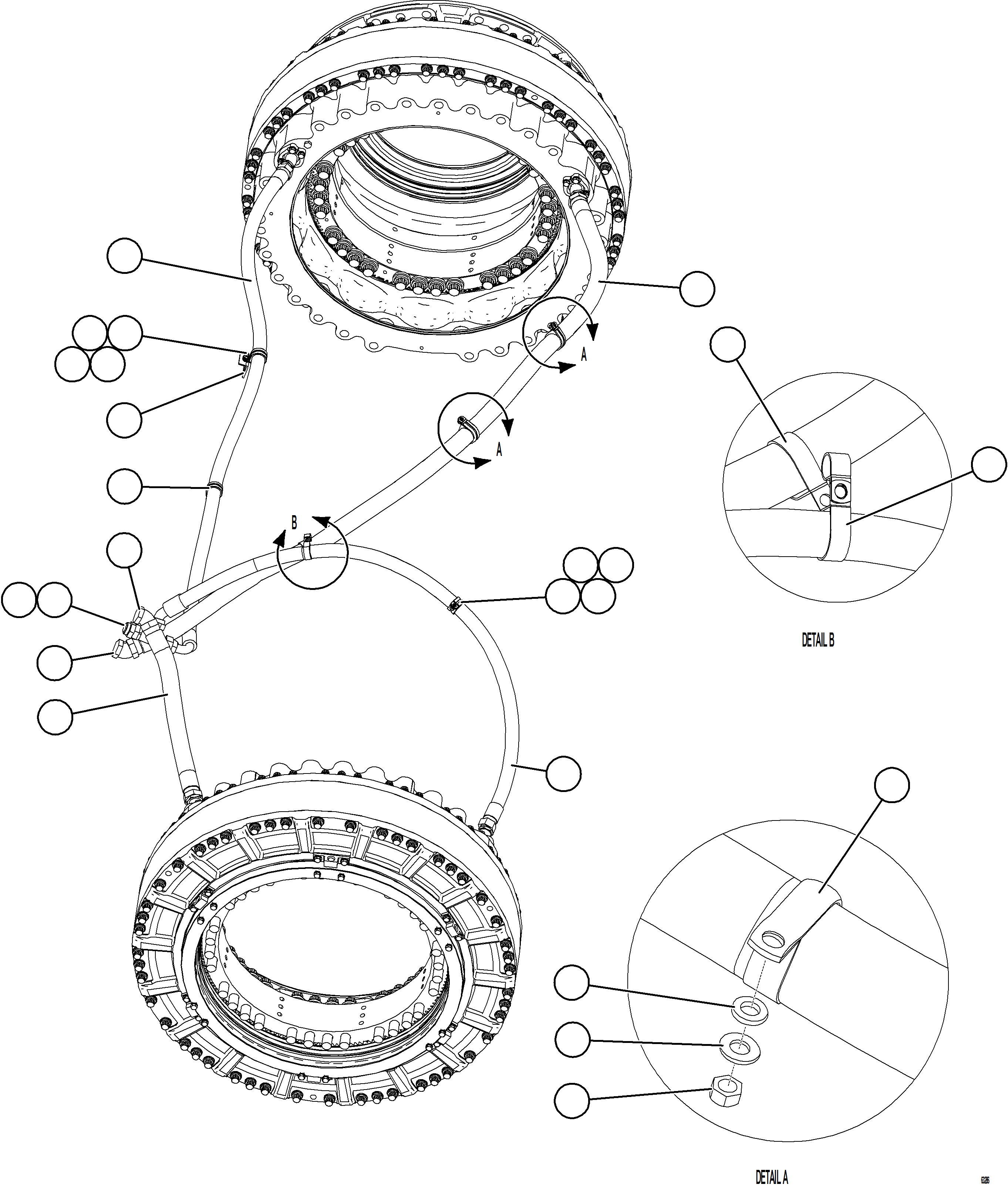 Komatsu parts book diagram for AFE78-E 930E-5 S/N A40022, A40024 - A40025  TECK: BRAKE COOLING PIPING - REAR AXLE