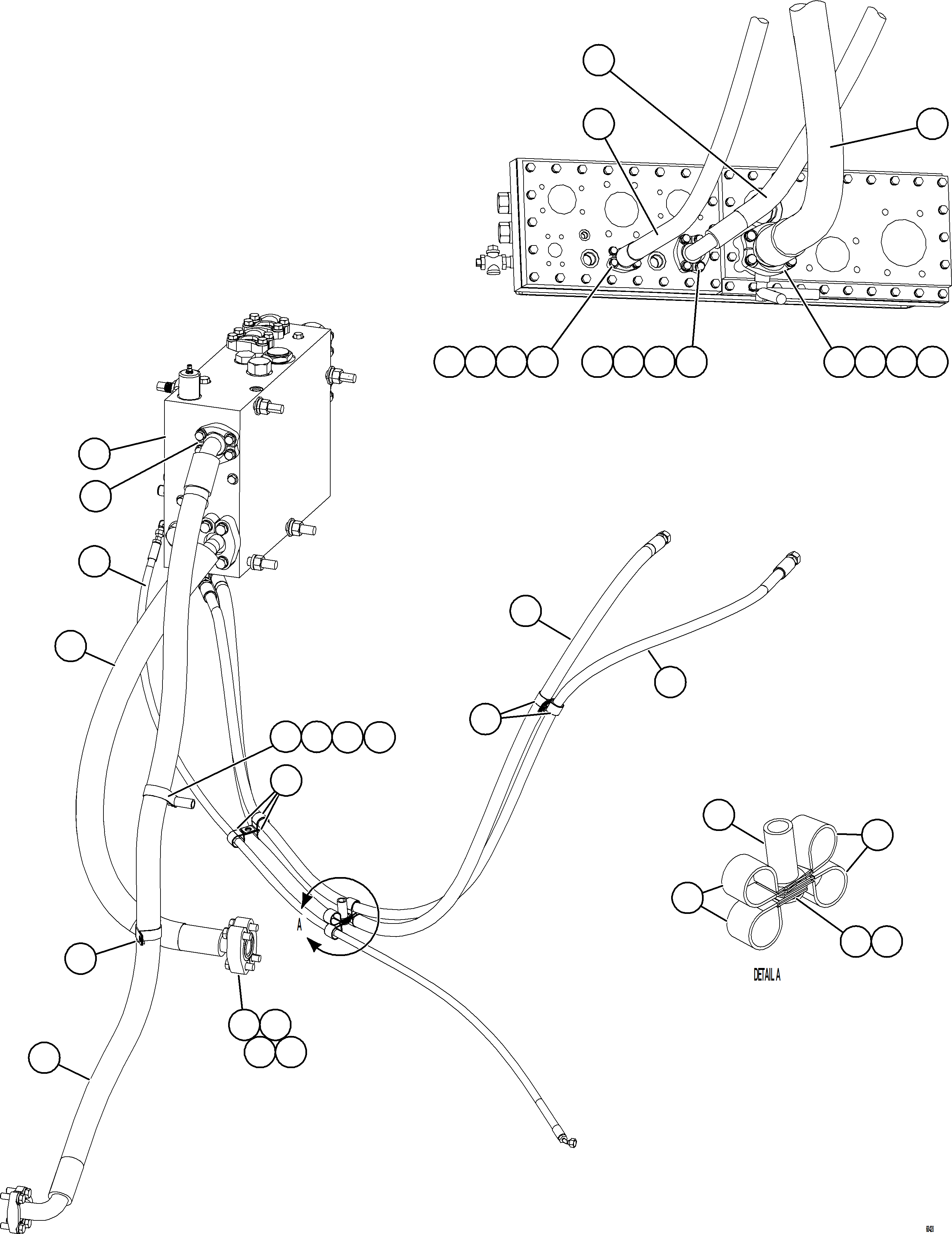 Komatsu parts book diagram for AFE78-E 930E-5 S/N A40022, A40024 - A40025  TECK: STEERING SYSTEM PIPING    2/2