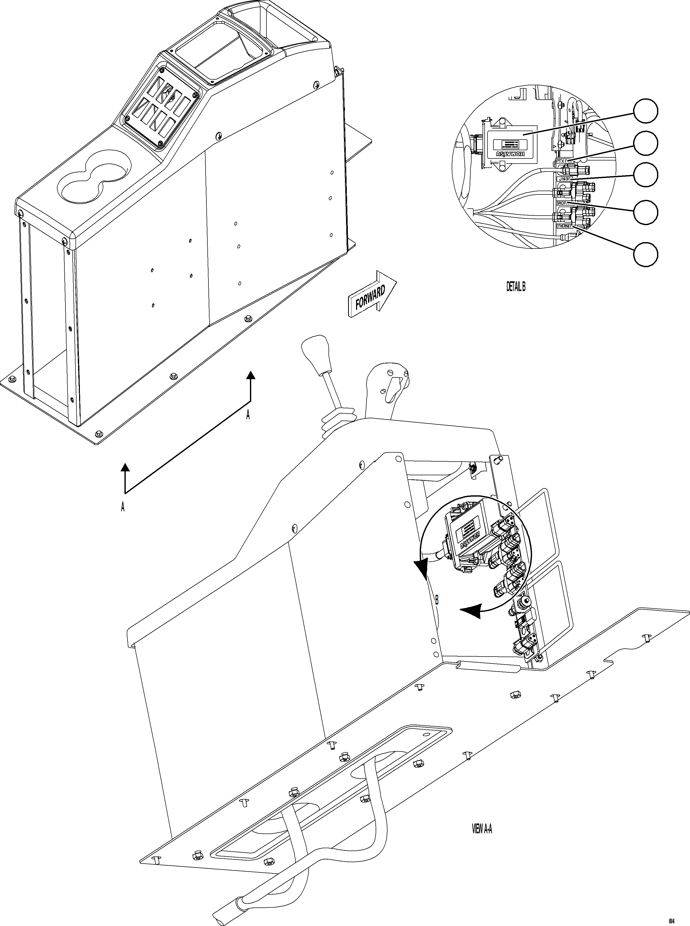 Komatsu parts book diagram for AFE78-E 930E-5 S/N A40022, A40024 - A40025  TECK: CENTER CONSOLE MODULE    2/3