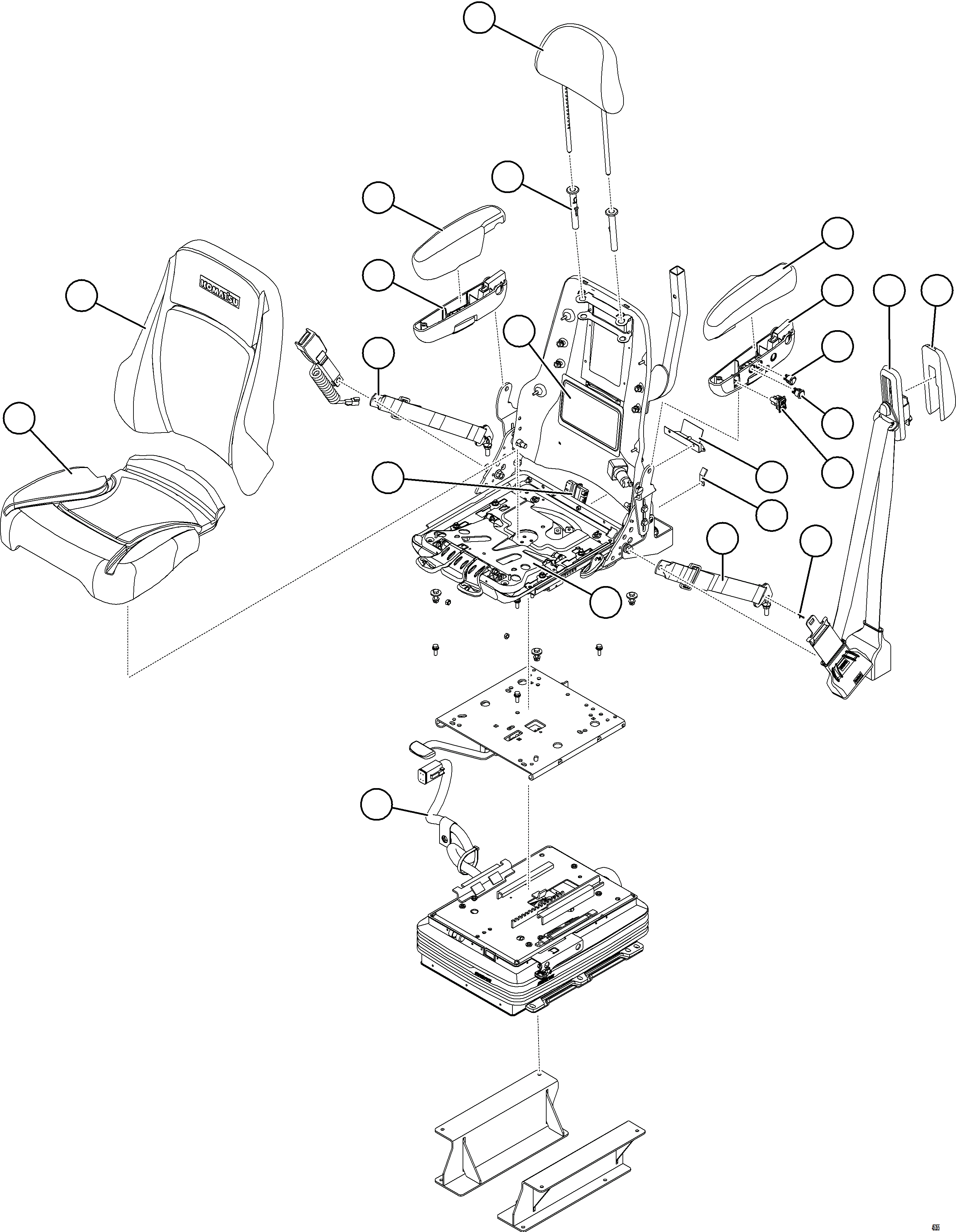 Komatsu parts book diagram for AFE78-E 930E-5 S/N A40022, A40024 - A40025  TECK: OPERATOR SEAT - PREMIUM    58E-57-16771
