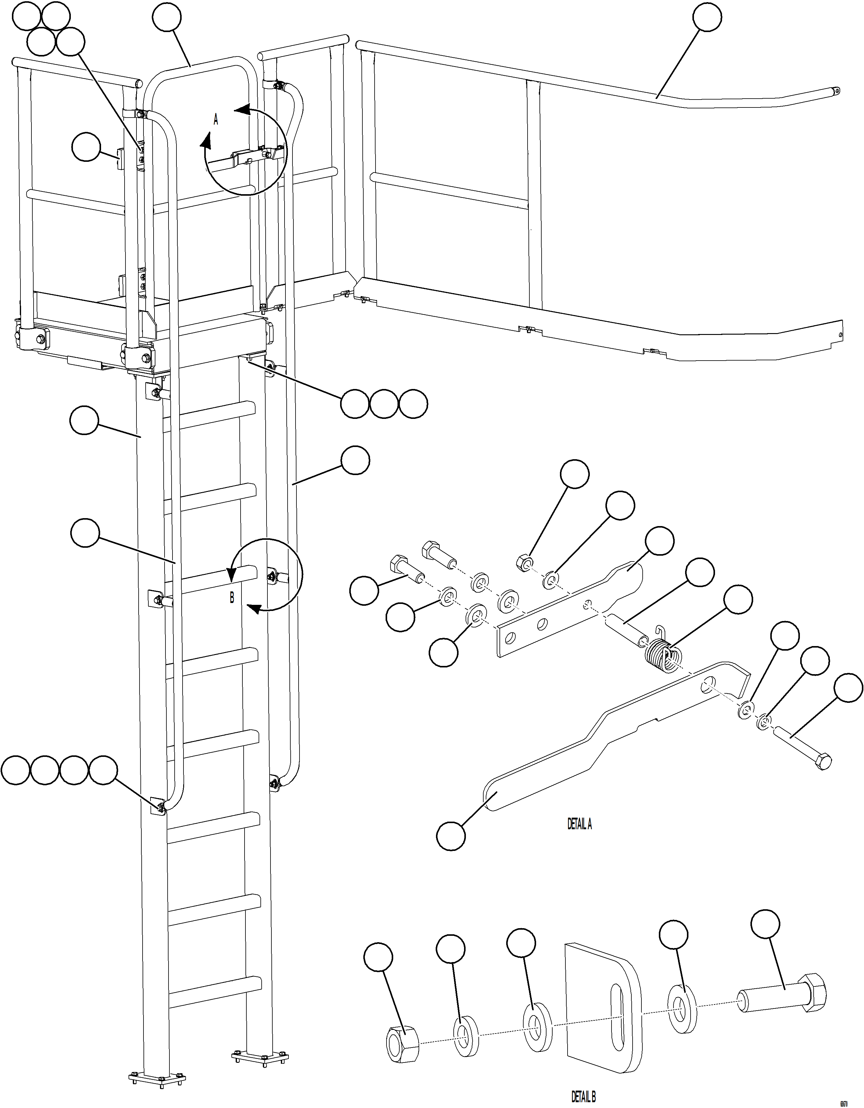 Komatsu parts book diagram for AFE78-E 930E-5 S/N A40022, A40024 - A40025  TECK: LH GATE & LADDER