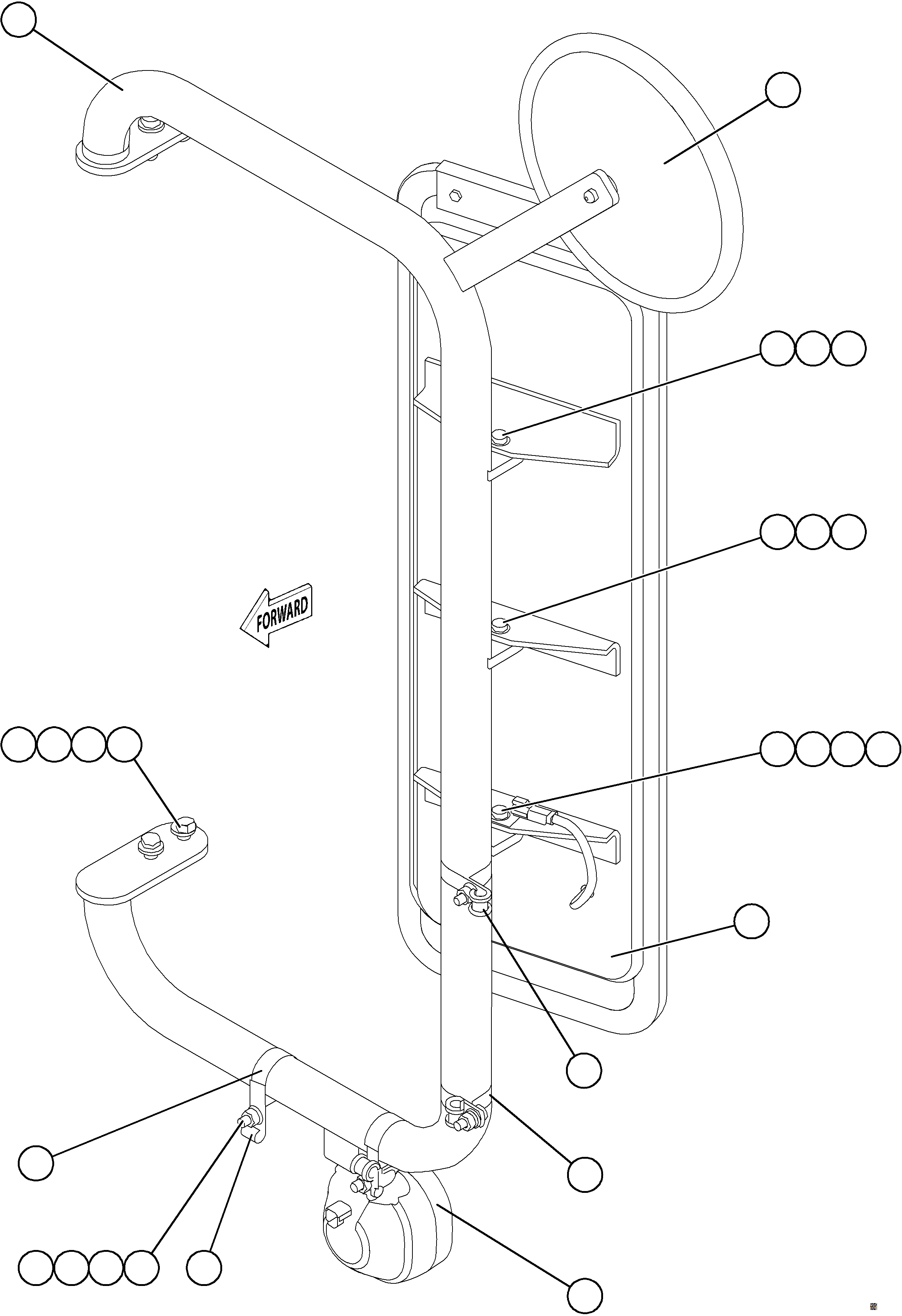 Komatsu parts book diagram for AFE78-E 930E-5 S/N A40022, A40024 - A40025  TECK: LH MIRROR INSTALLATION