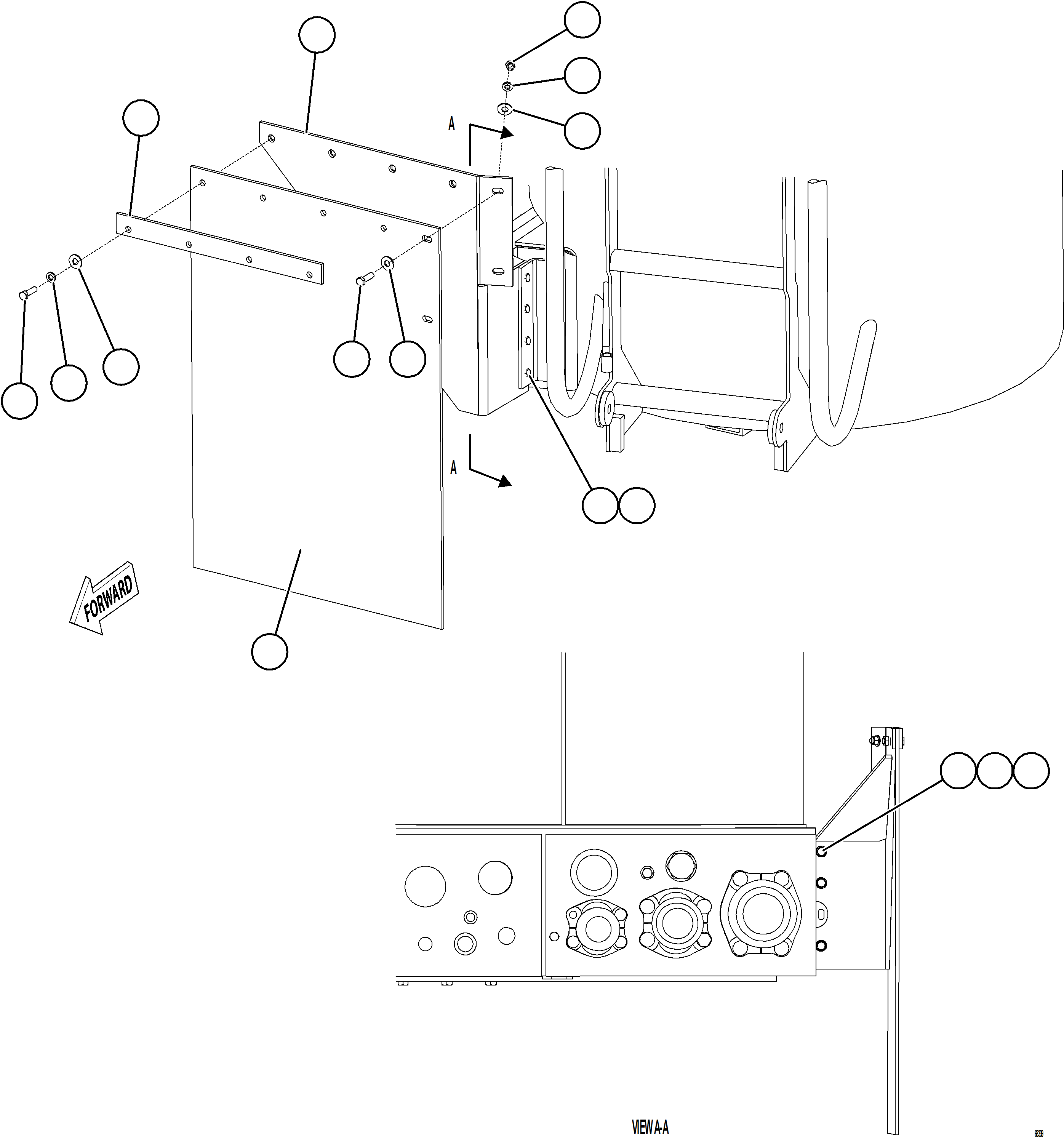 Komatsu parts book diagram for AFE78-E 930E-5 S/N A40022, A40024 - A40025  TECK: HYDRAULIC TANK MUD FLAPS    1/2