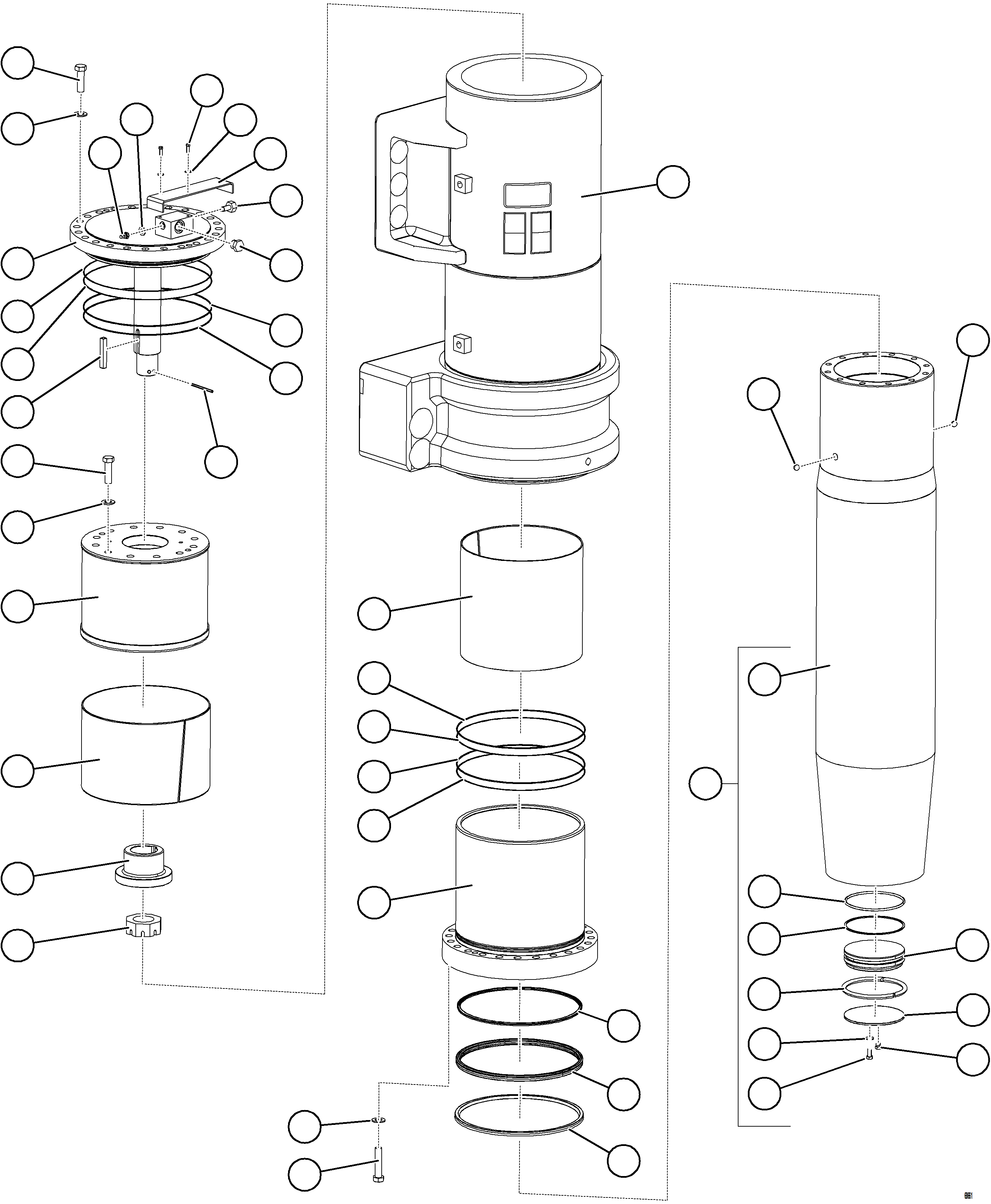 Komatsu parts book diagram for AFE78-E 930E-5 S/N A40022, A40024 - A40025  TECK: FRONT SUSPENSION ASSEMBLY (CW)    58F-50-50200