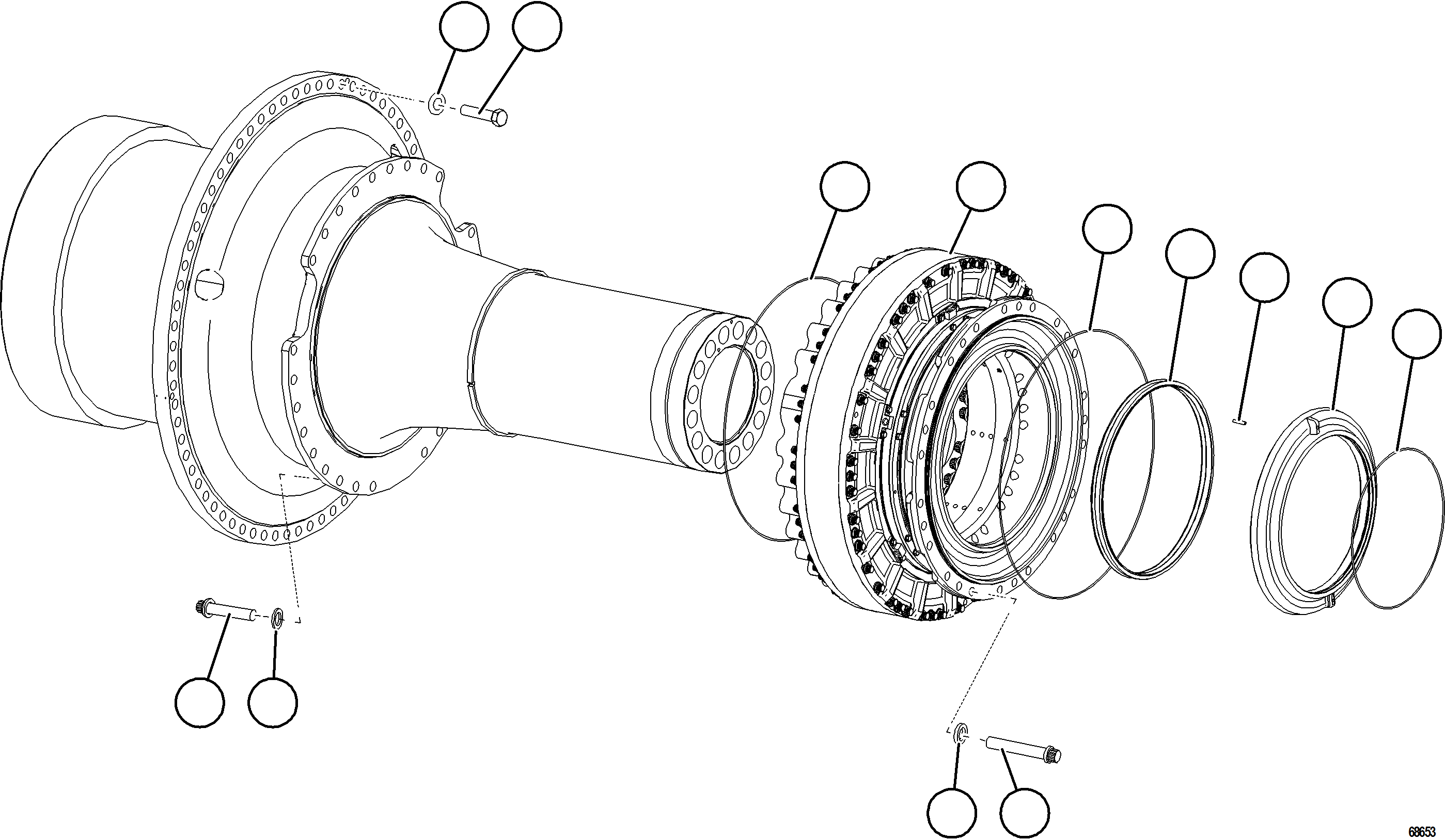 Komatsu parts book diagram for AFE78-E 930E-5 S/N A40022, A40024 - A40025  TECK: REAR BRAKE INSTALLATION    58F-33-00161