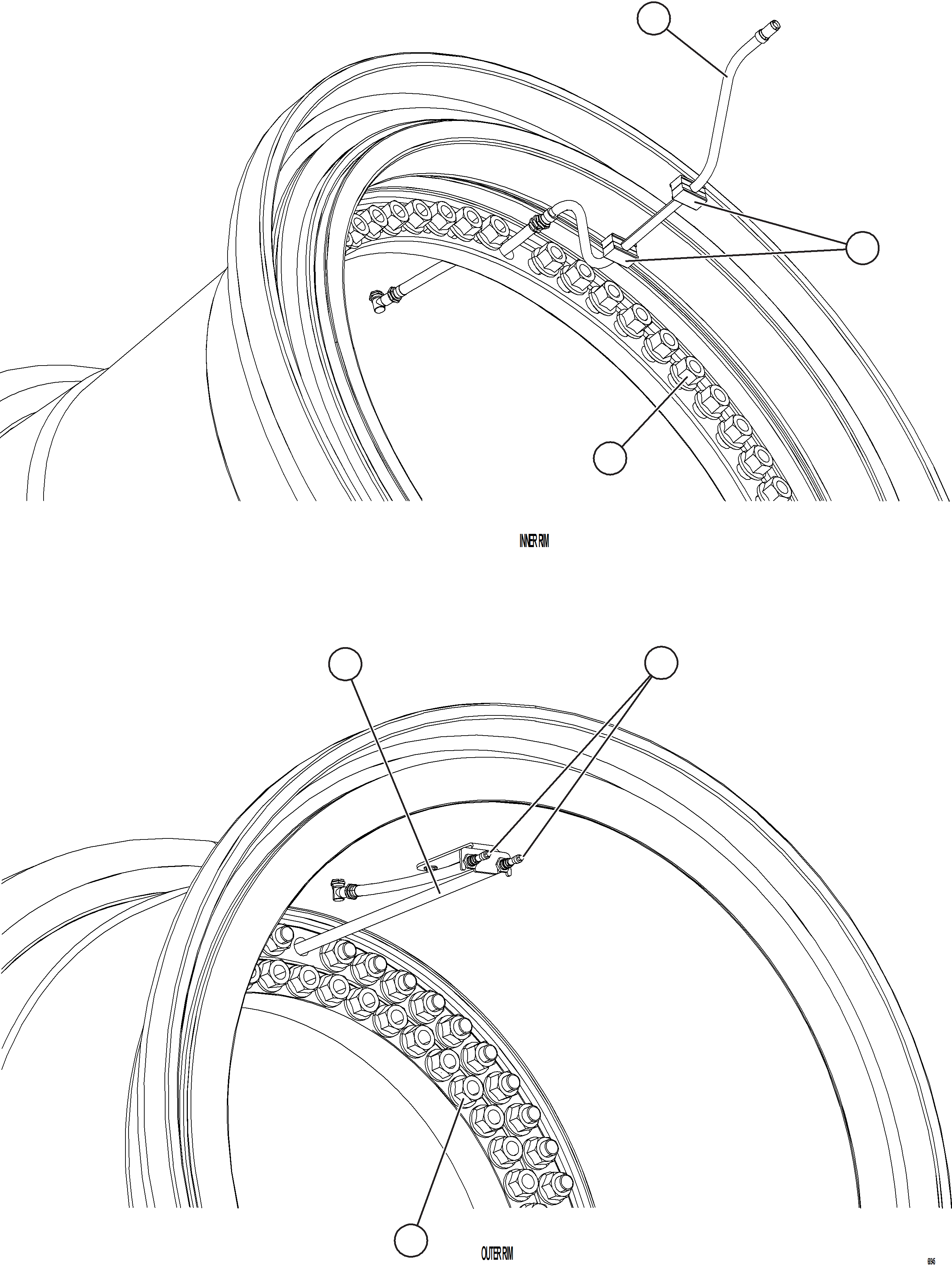 Komatsu parts book diagram for AFE78-E 930E-5 S/N A40022, A40024 - A40025  TECK: REAR WHEELS & MOUNTING