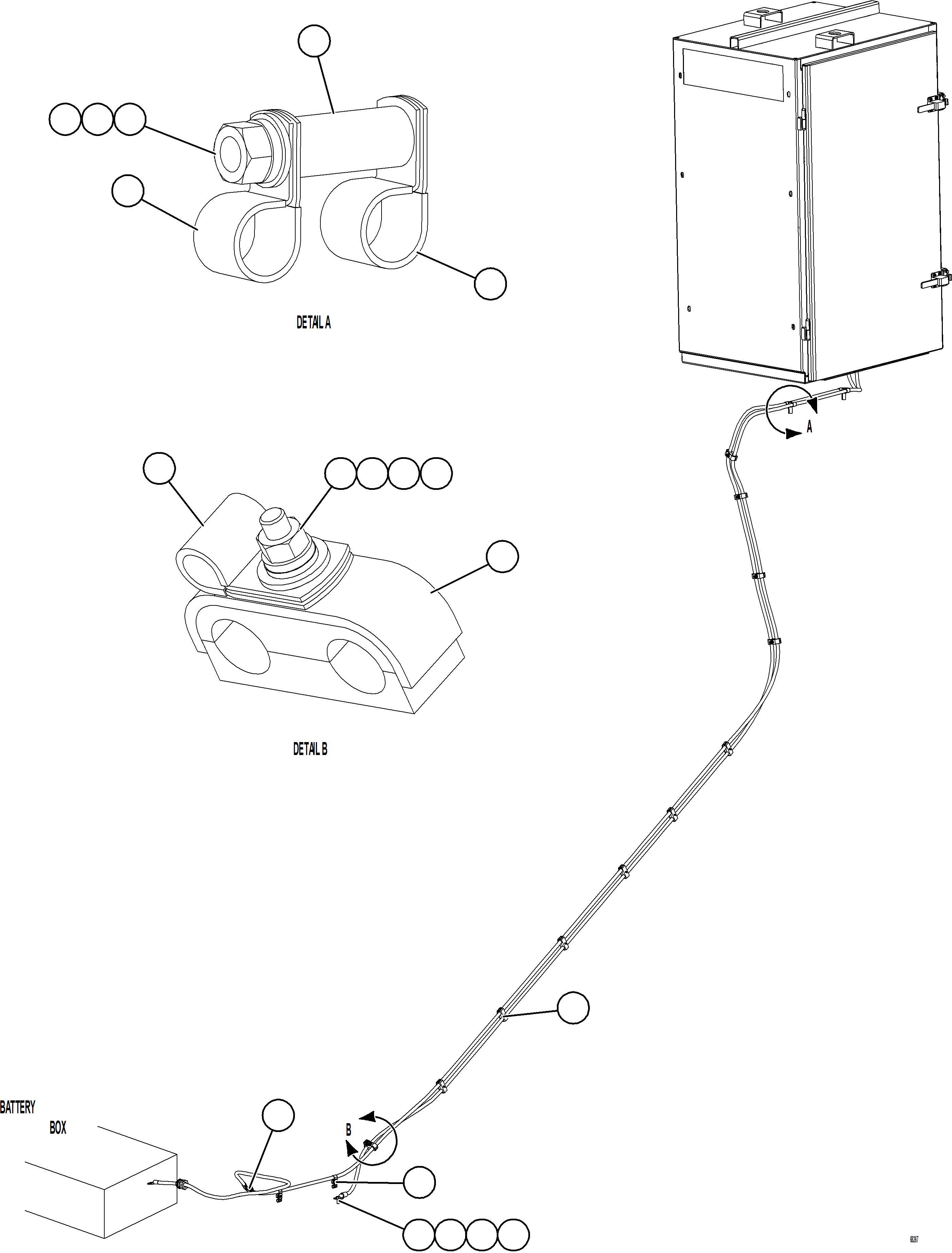 Komatsu parts book diagram for AFE78-H 930E-5 S/N A40038 - A40041, A40044 - A40045, A40048 - A40049, A40053  SOUTHFLANK: AUXILIARY CONTROL CABINET POWER CABLES