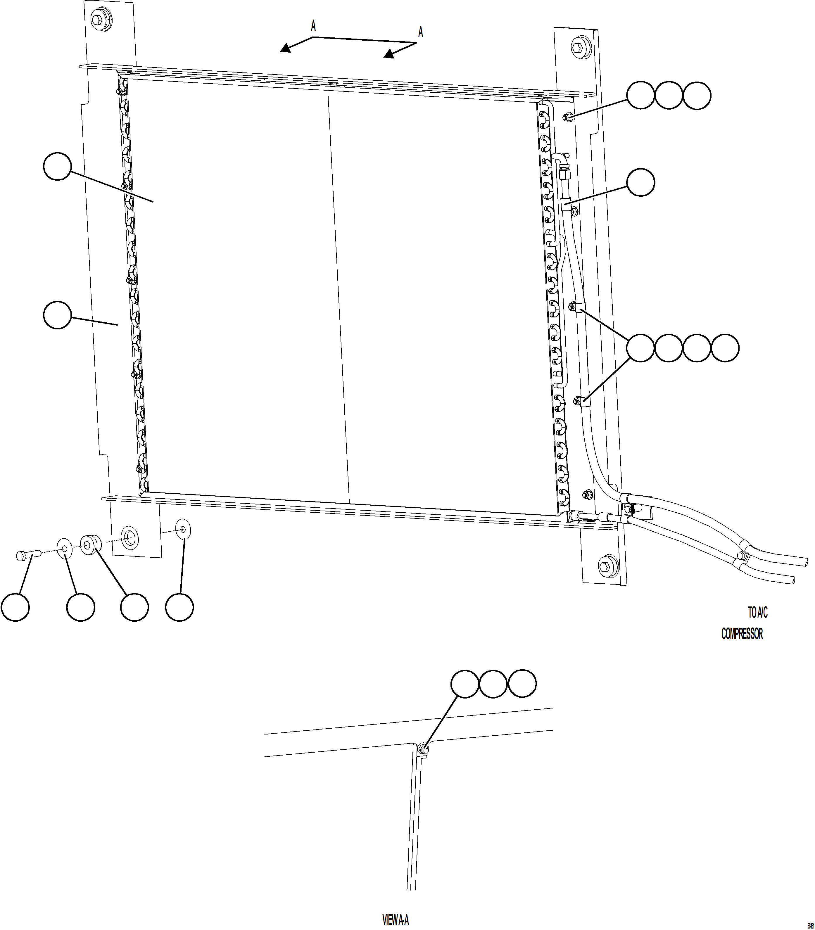 Komatsu parts book diagram for AFE78-H 930E-5 S/N A40038 - A40041, A40044 - A40045, A40048 - A40049, A40053  SOUTHFLANK: A/C CONDENSER INSTALLATION    1/2