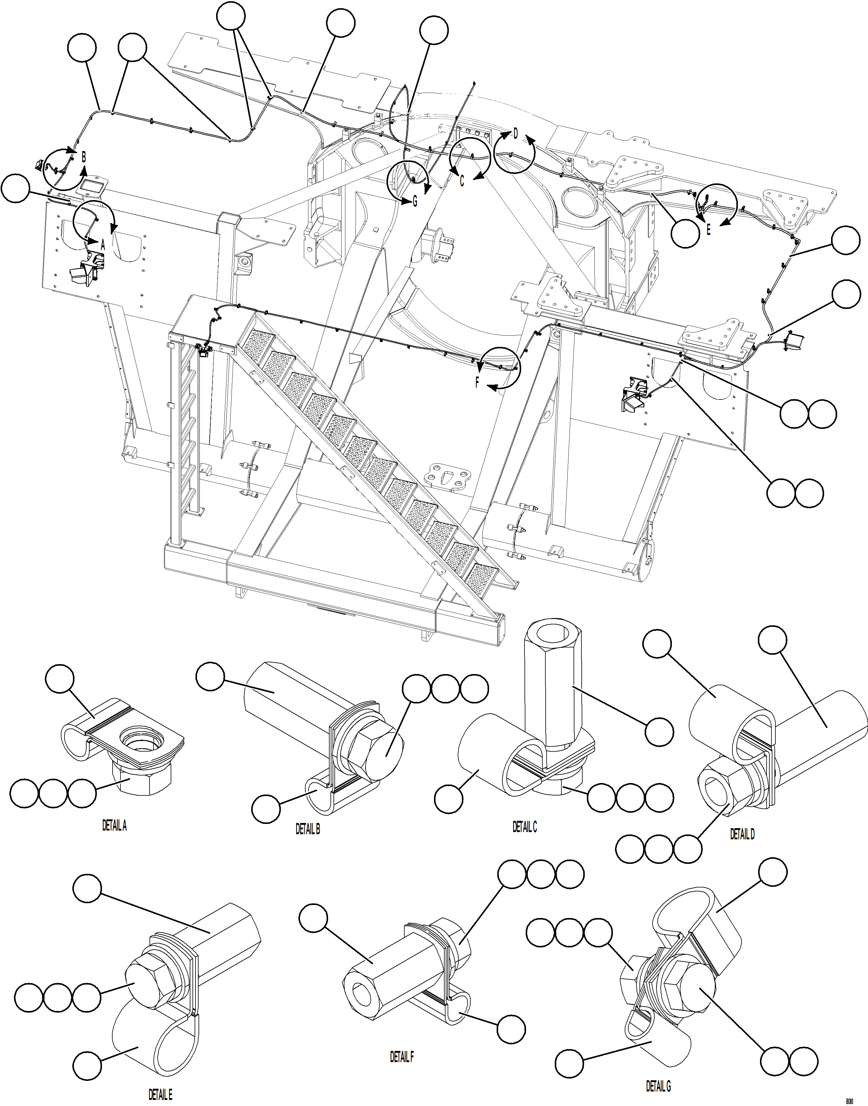 Komatsu parts book diagram for AFE78-H 930E-5 S/N A40038 - A40041, A40044 - A40045, A40048 - A40049, A40053  SOUTHFLANK: KOMVISION CAMERA HARNESS ROUTING    1/2