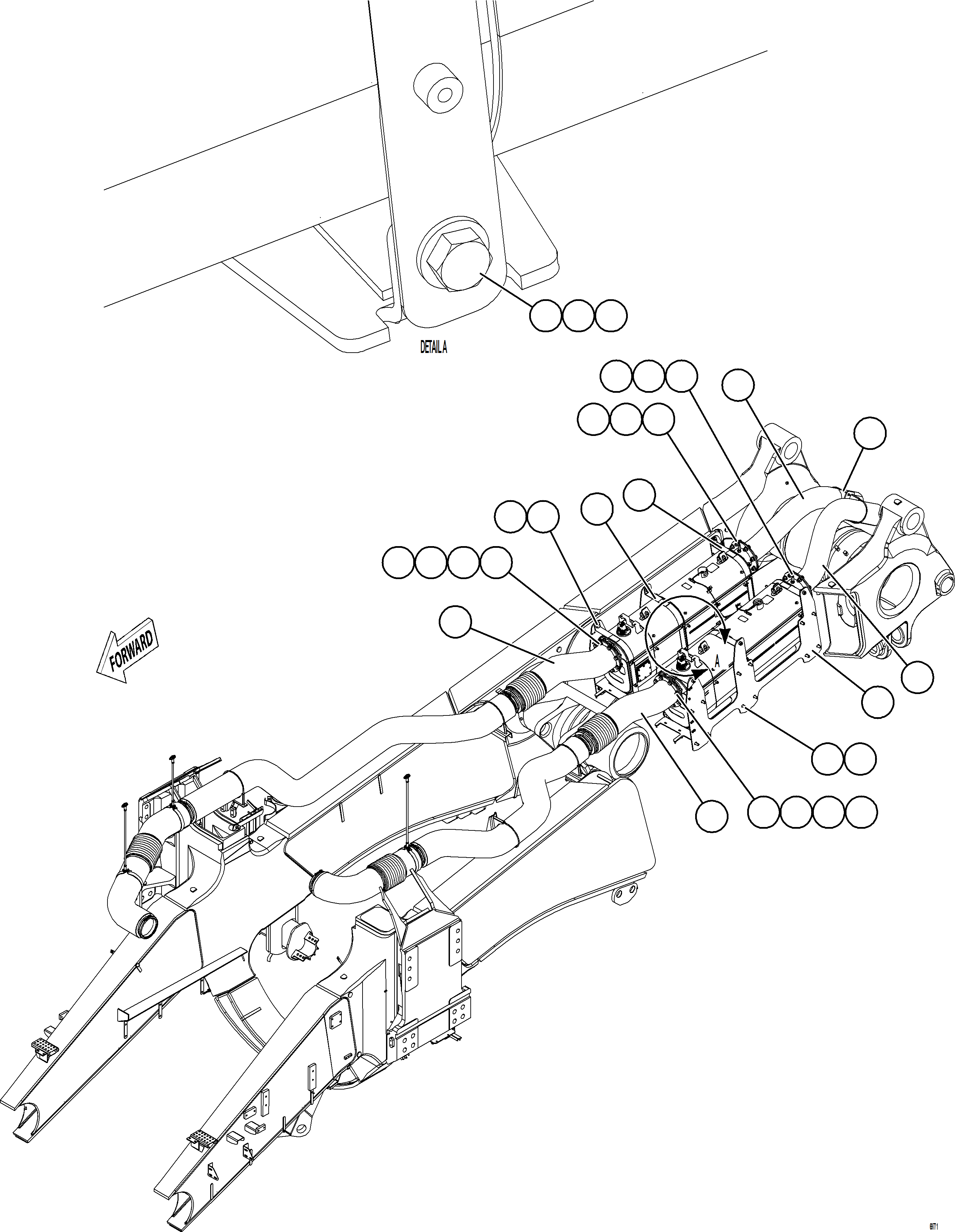 Komatsu parts book diagram for AFE78-S 930E-5 S/N A40078 - A40079  BOLIDEN: EXHAUST PIPING - REAR    2/2