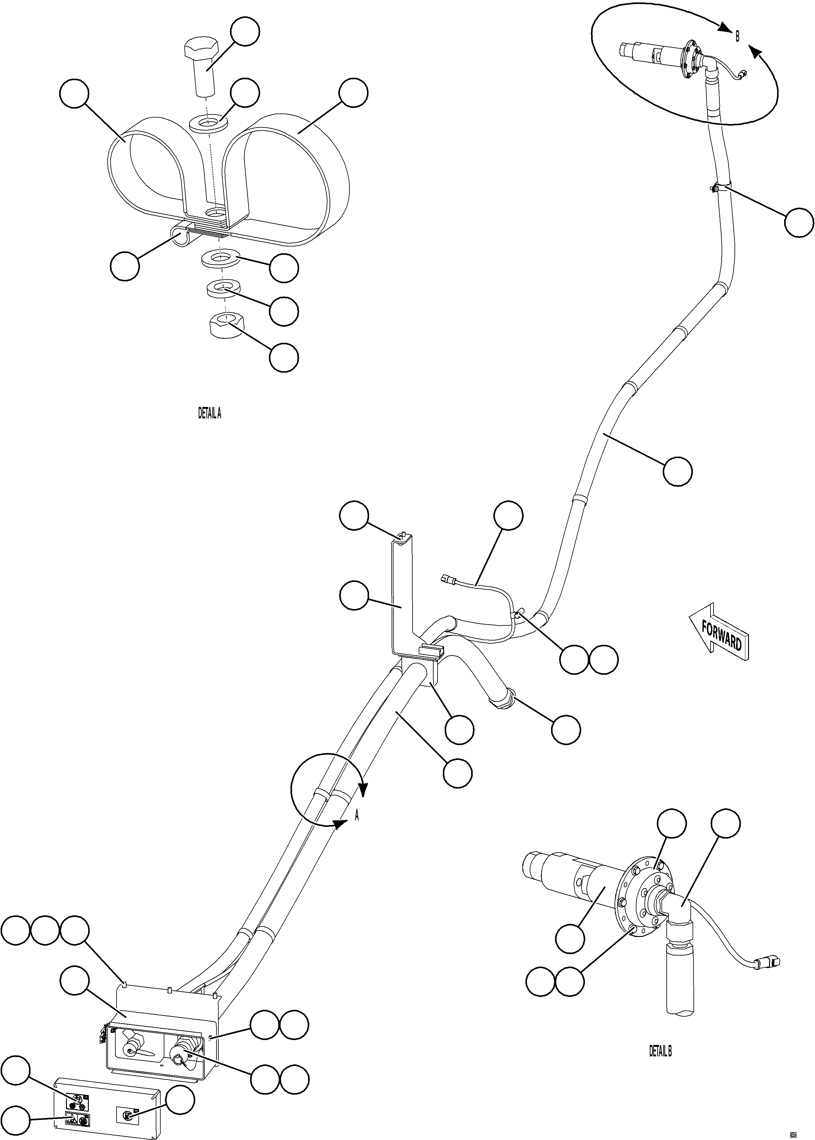 Komatsu parts book diagram for AFE78-S 930E-5 S/N A40078 - A40079  BOLIDEN: FUEL TANK/DEF TANK REMOTE FILL - LH    1/2
