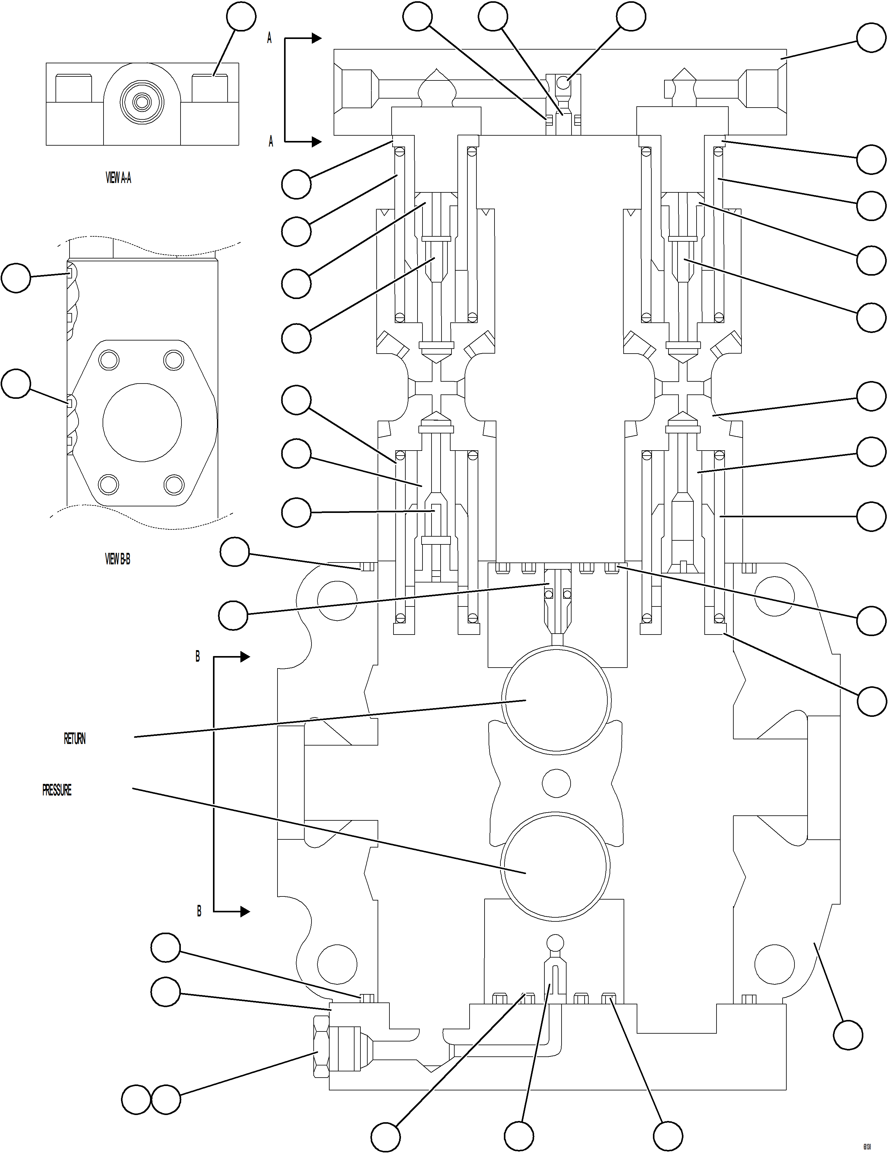 Komatsu parts book diagram for AFE78-S 930E-5 S/N A40078 - A40079  BOLIDEN: SPOOL SECTION ASSEMBLY    VE3810