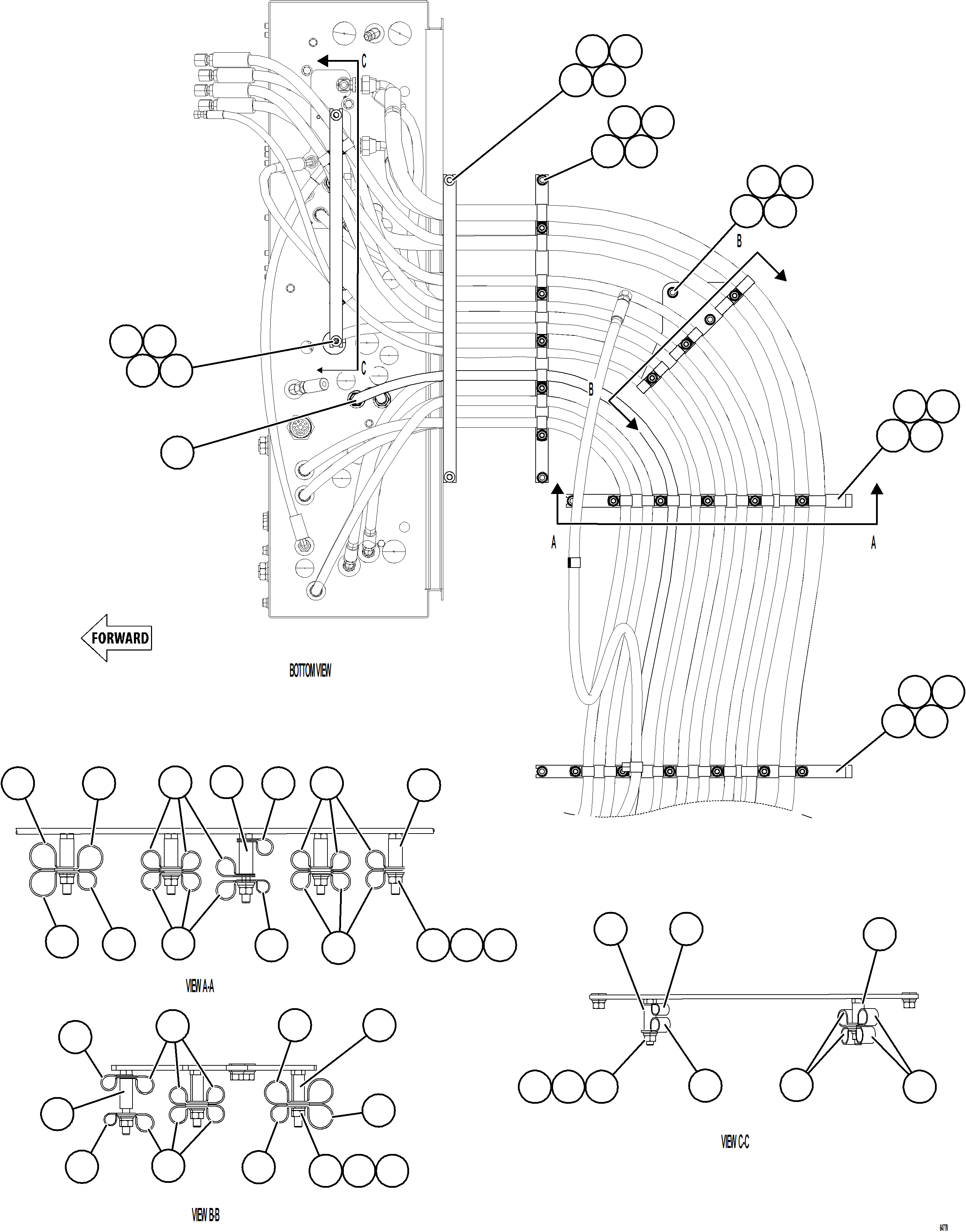 Komatsu parts book diagram for AFE78-S 930E-5 S/N A40078 - A40079  BOLIDEN: HYDRAULIC BRAKE CABINET HOSE CLAMPING    1/2