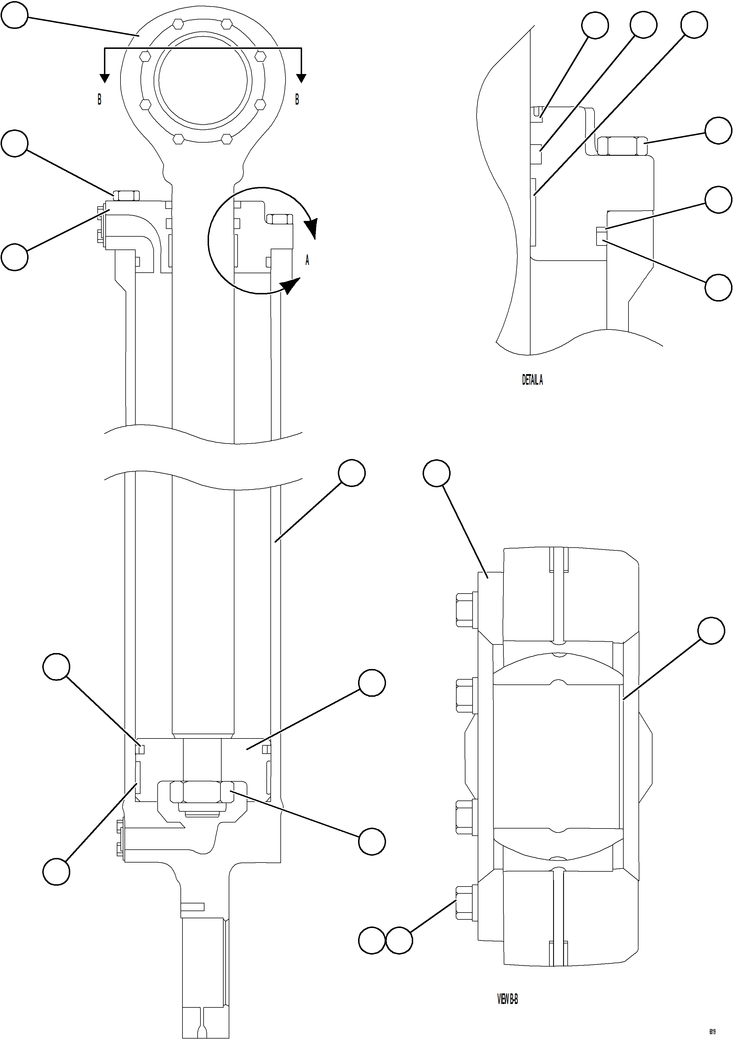 Komatsu parts book diagram for AFE78-S 930E-5 S/N A40078 - A40079  BOLIDEN: STEERING CYLINDER ASSEMBLY W/BEARINGS 58F-41-50000