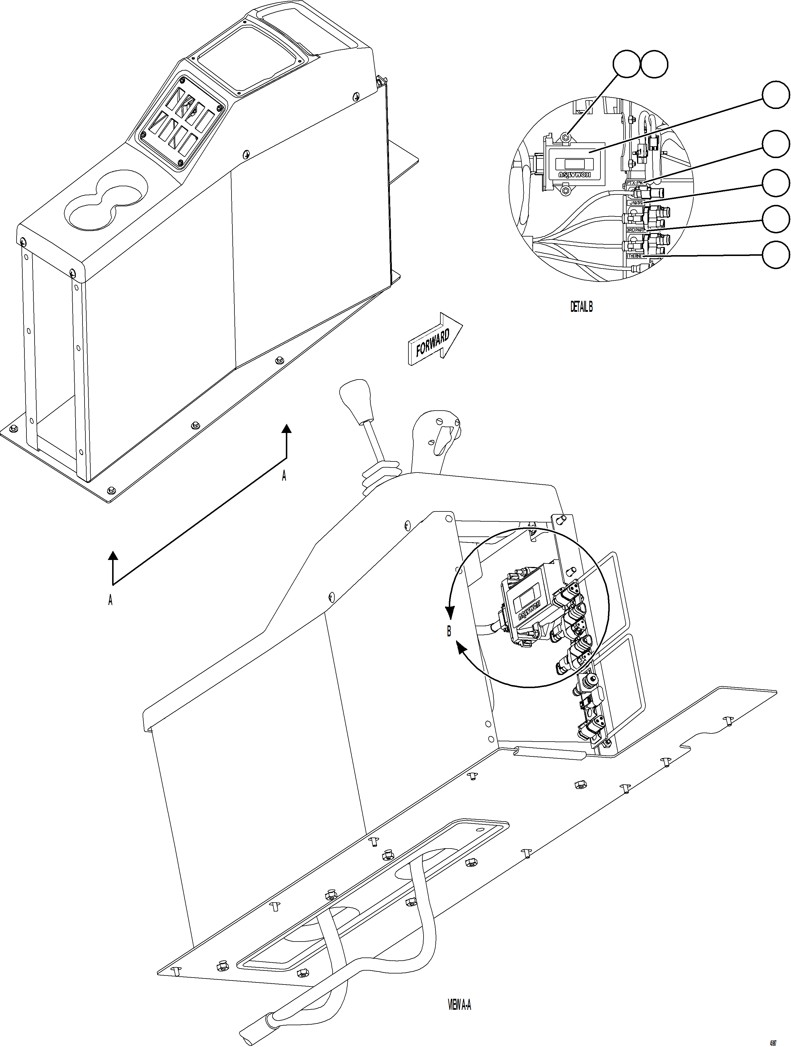 Komatsu parts book diagram for AFE78-S 930E-5 S/N A40078 - A40079  BOLIDEN: CENTER CONSOLE MODULE - ELECTRICAL    2/2