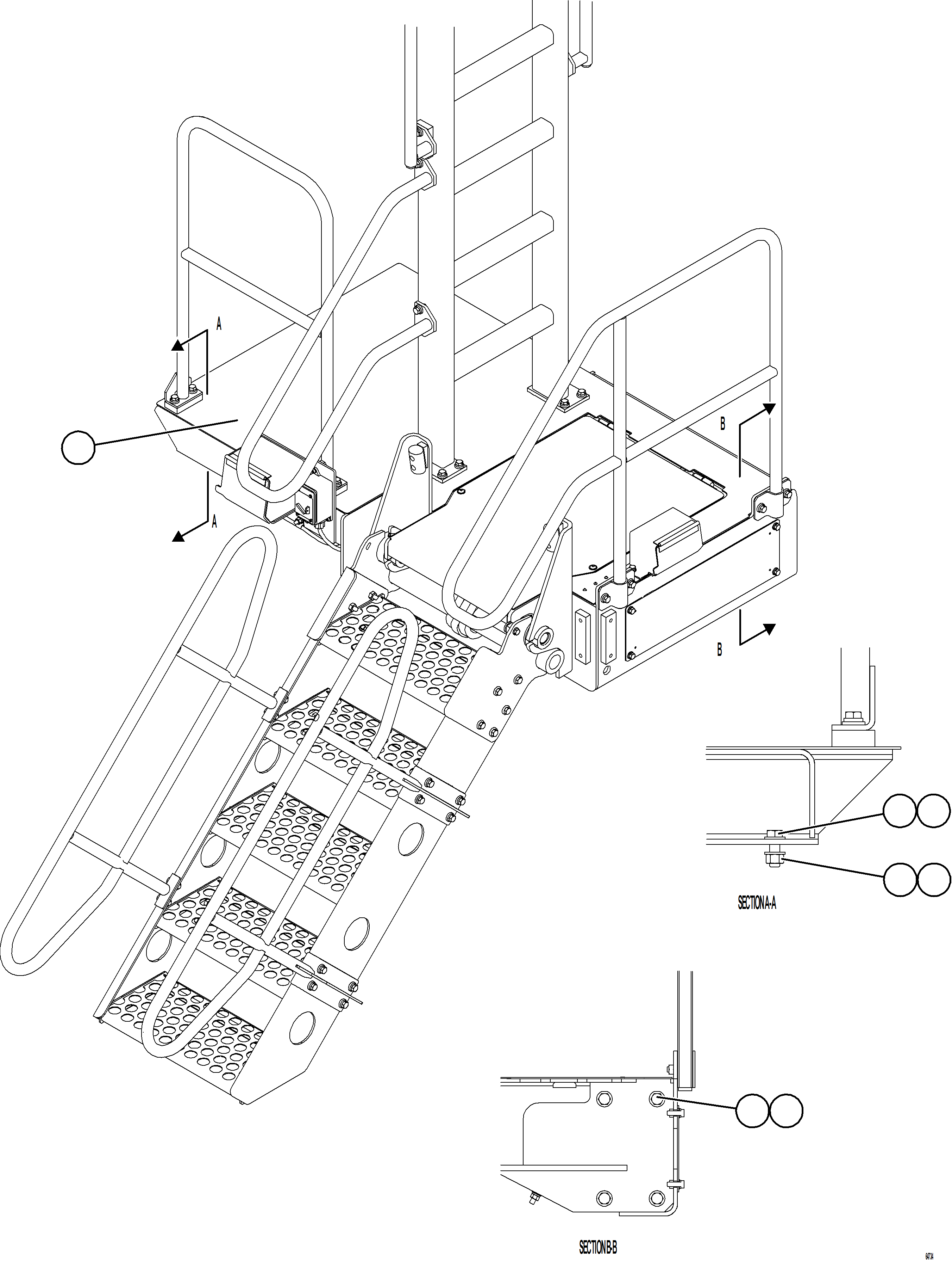 Komatsu parts book diagram for AFE78-S 930E-5 S/N A40078 - A40079  BOLIDEN: RH LOWER PLATFORM INSTALLATION