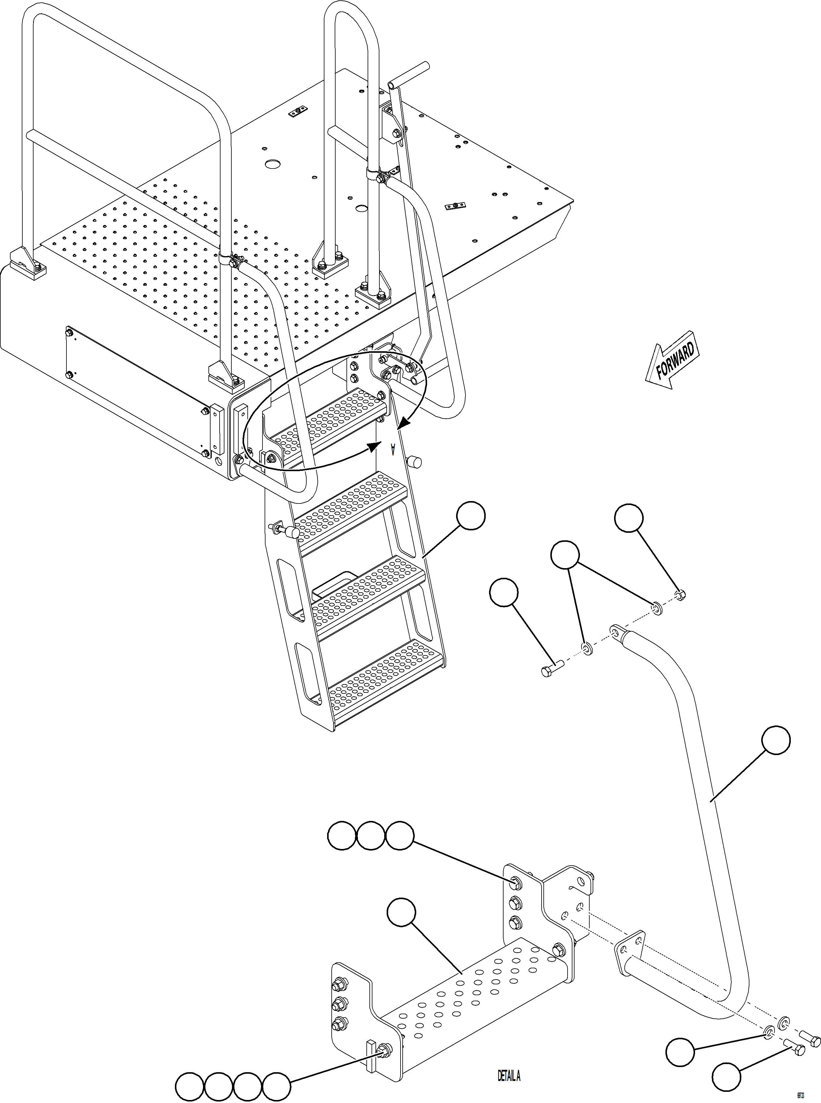 Komatsu parts book diagram for AFE78-S 930E-5 S/N A40078 - A40079  BOLIDEN: LH DROPDOWN LADDER INSTALLATION