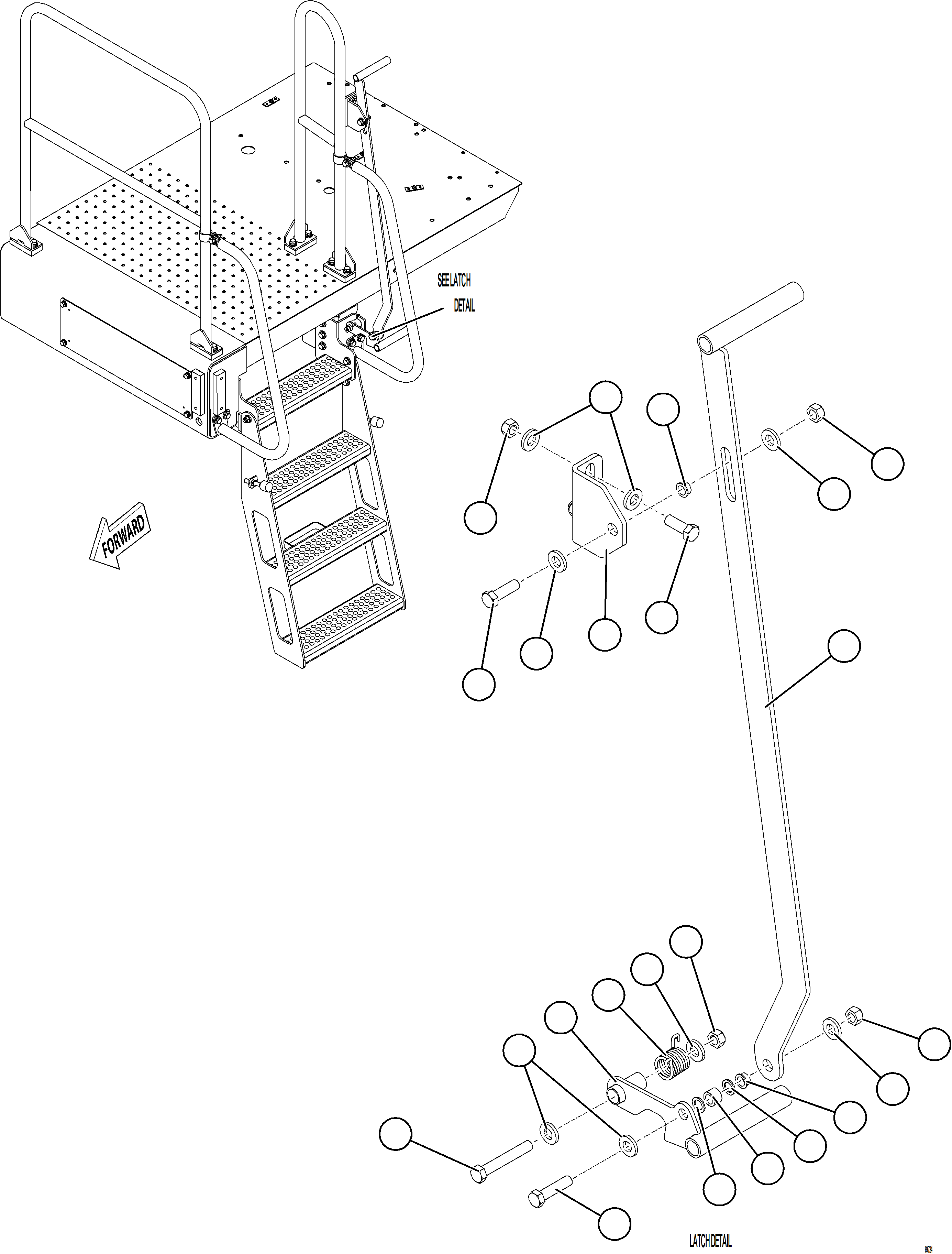Komatsu parts book diagram for AFE78-S 930E-5 S/N A40078 - A40079  BOLIDEN: LH DROPDOWN LADDER LATCH