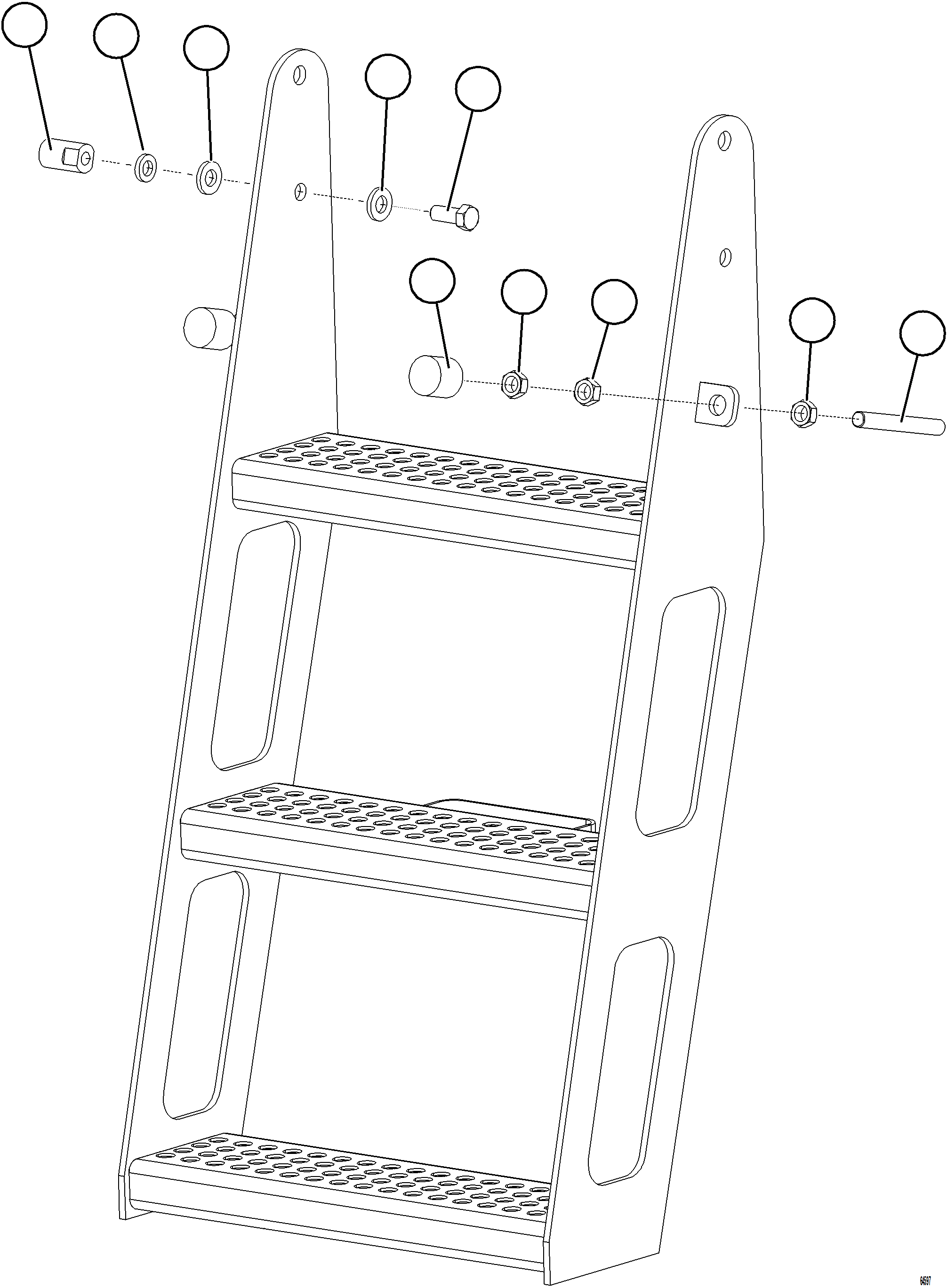 Komatsu parts book diagram for AFE78-S 930E-5 S/N A40078 - A40079  BOLIDEN: DROPDOWN LADDER    58B-80-01940