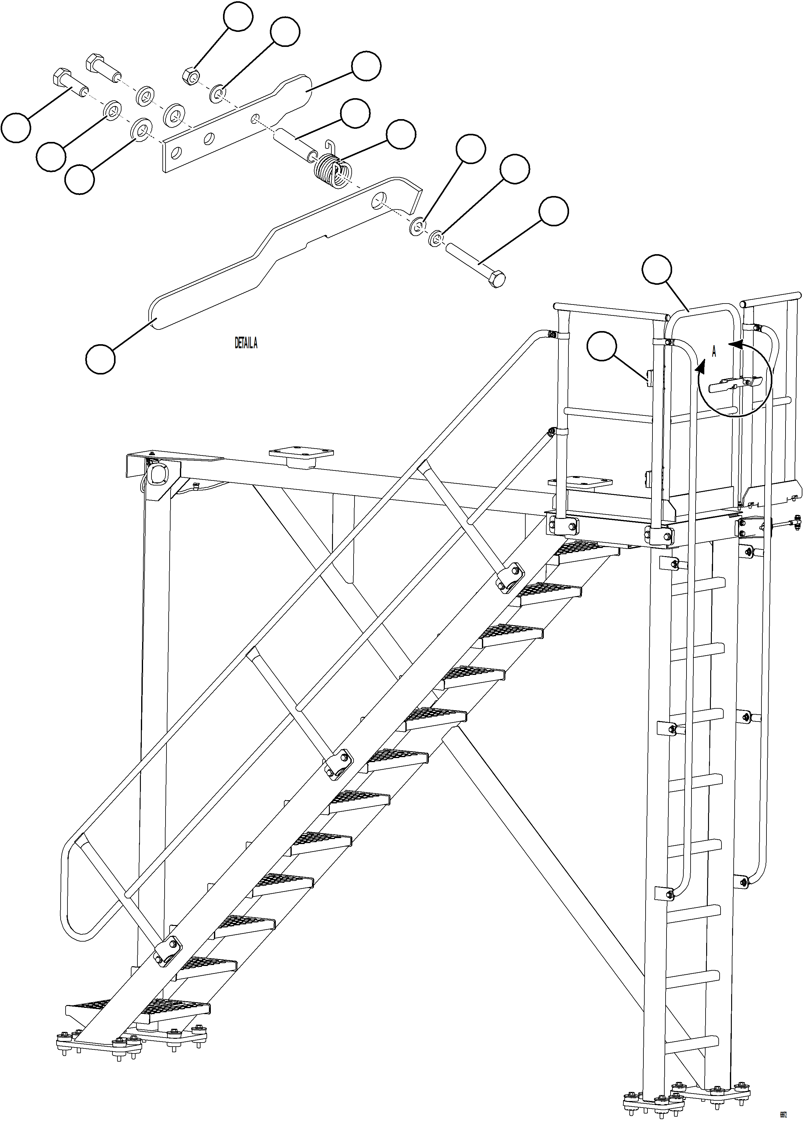 Komatsu parts book diagram for AFE78-S 930E-5 S/N A40078 - A40079  BOLIDEN: LH EMERGENCY GATE & LADDER