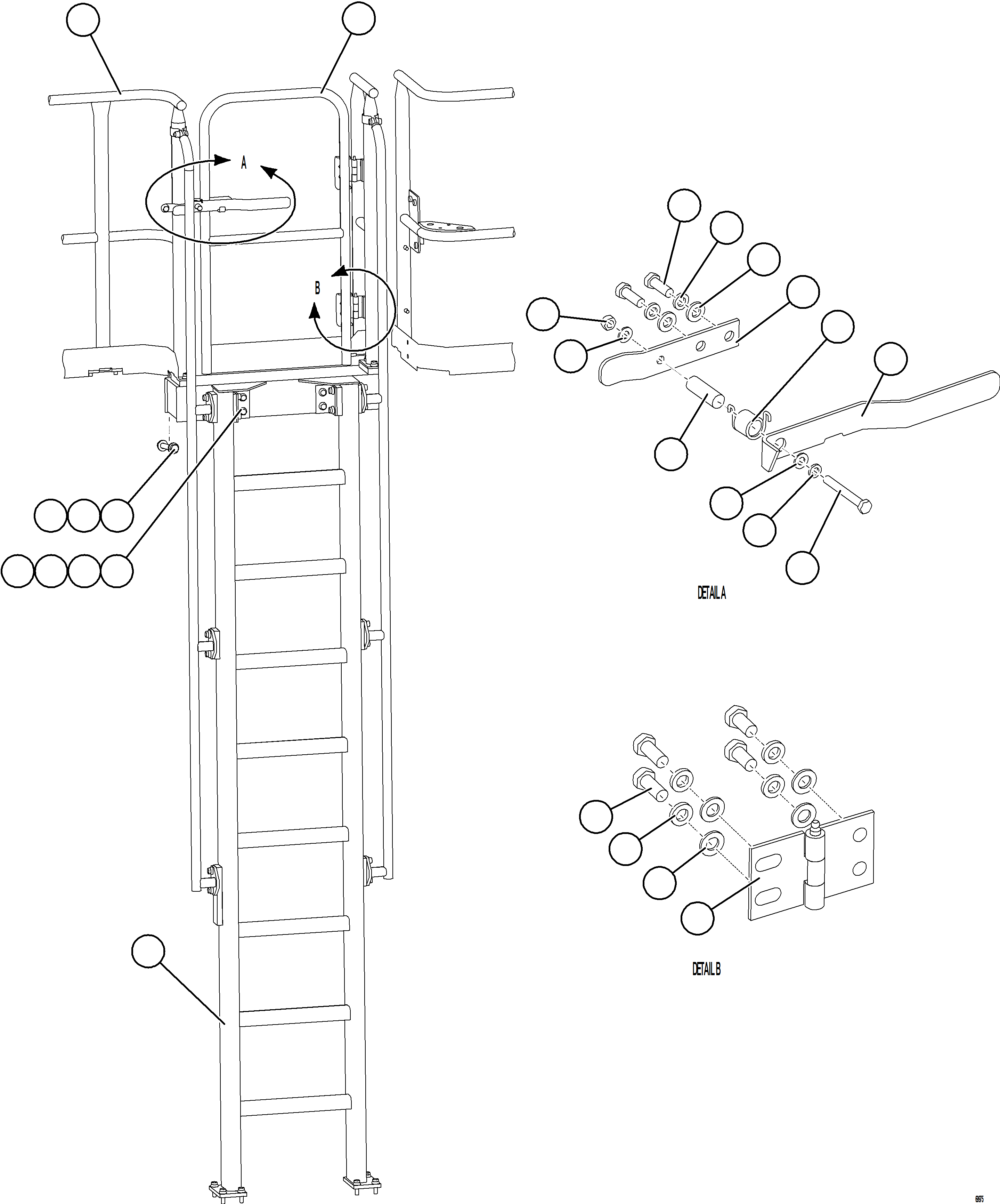 Komatsu parts book diagram for AFE78-S 930E-5 S/N A40078 - A40079  BOLIDEN: RH EMERGENCY GATE & LADDER