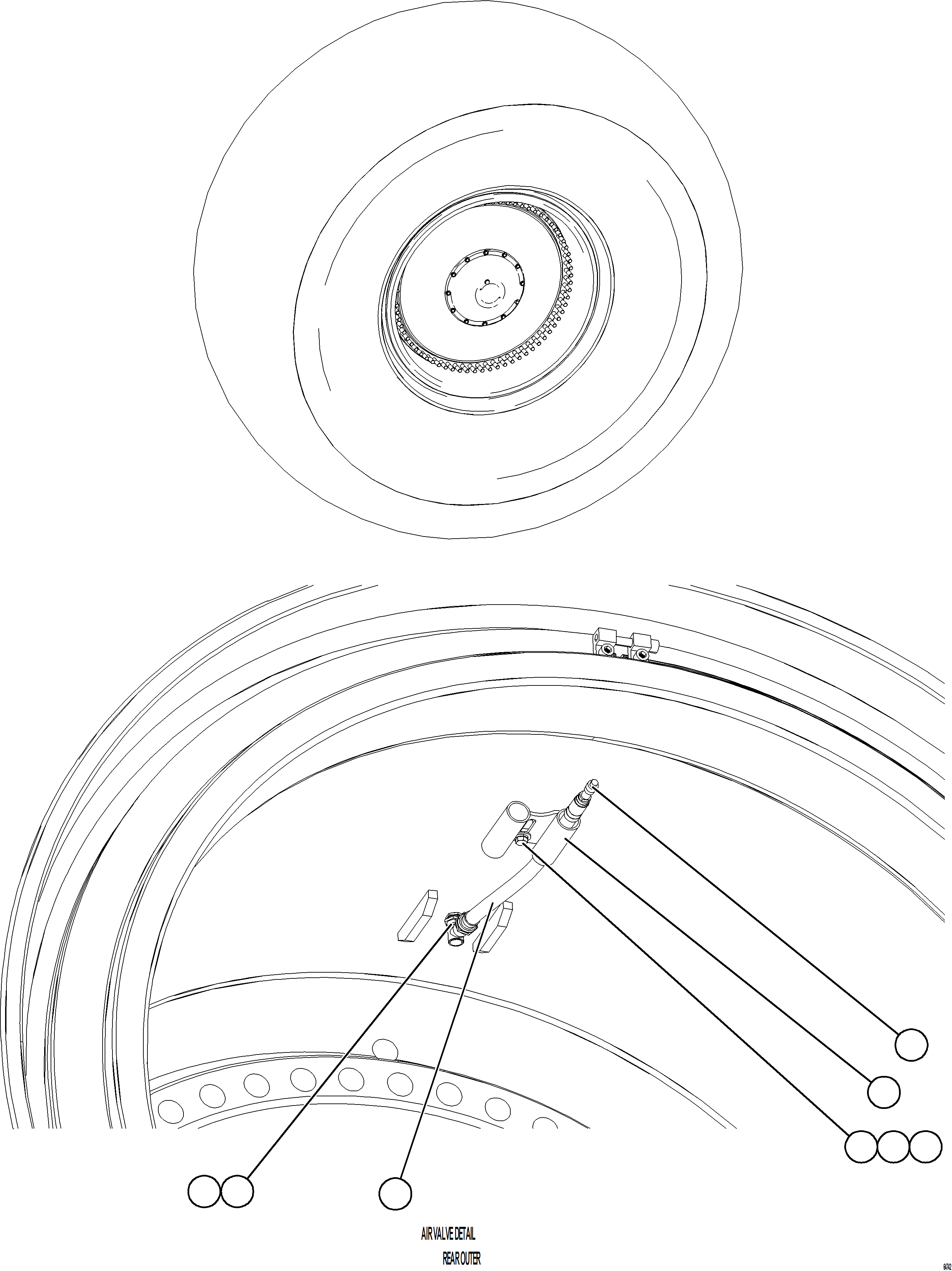 Komatsu parts book diagram for AFE78-S 930E-5 S/N A40078 - A40079  BOLIDEN: TIRE INFLATION COMPONENTS - REAR OUTER
