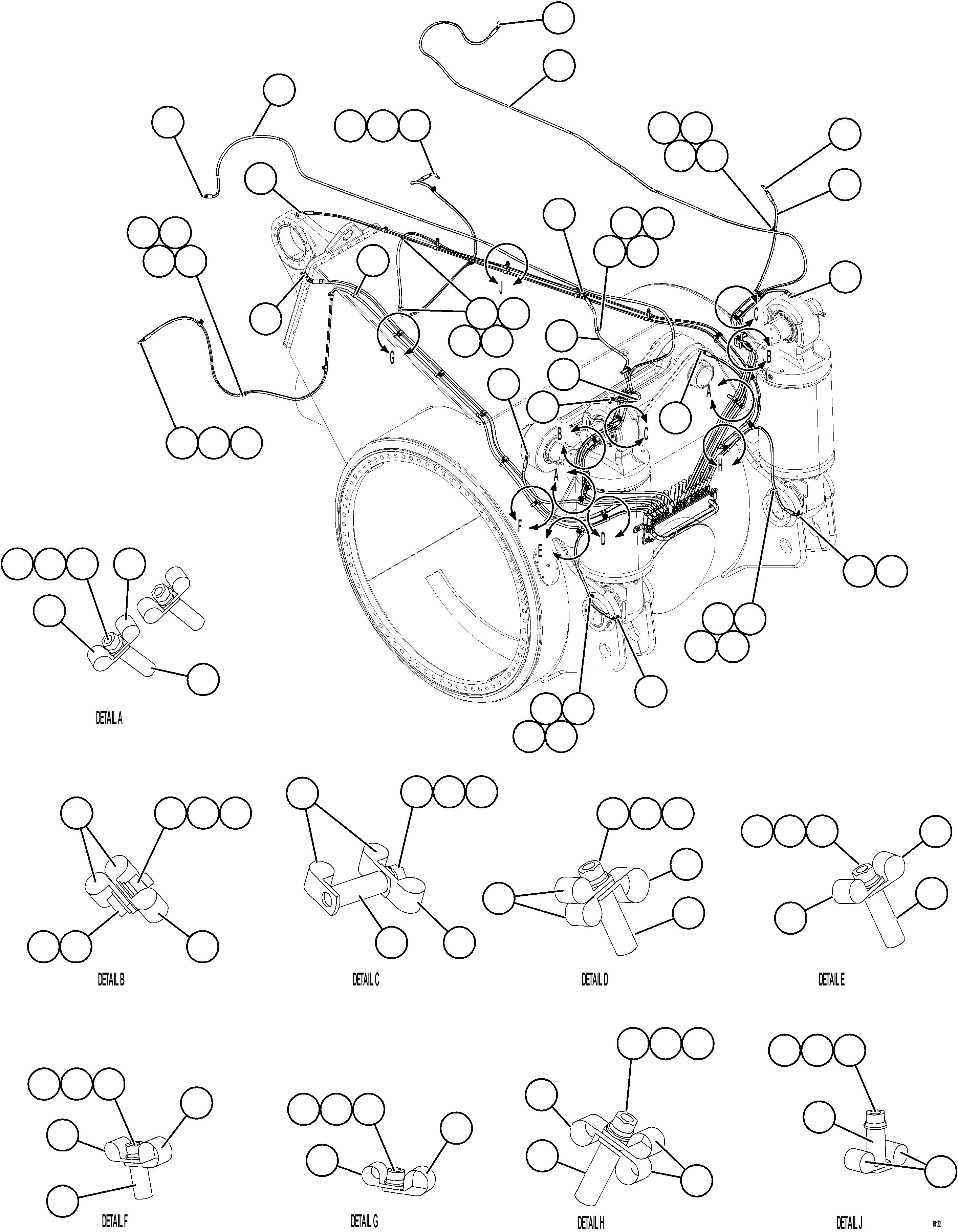 Komatsu parts book diagram for AFE78-S 930E-5 S/N A40078 - A40079  BOLIDEN: AUTOMATIC LUBRICATION SYSTEM PIPING - REAR    2/2