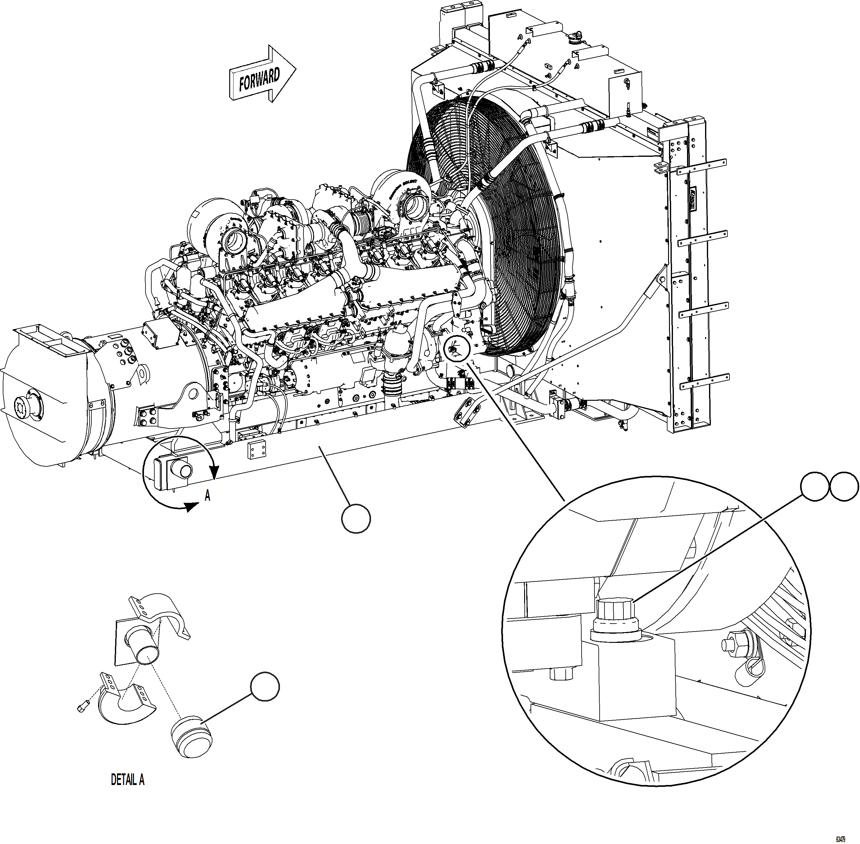 Komatsu parts book diagram for AFE78-X 930E-5 S/N A40089  IOCC: ENGINE/SUB-FRAME INSTALLATION