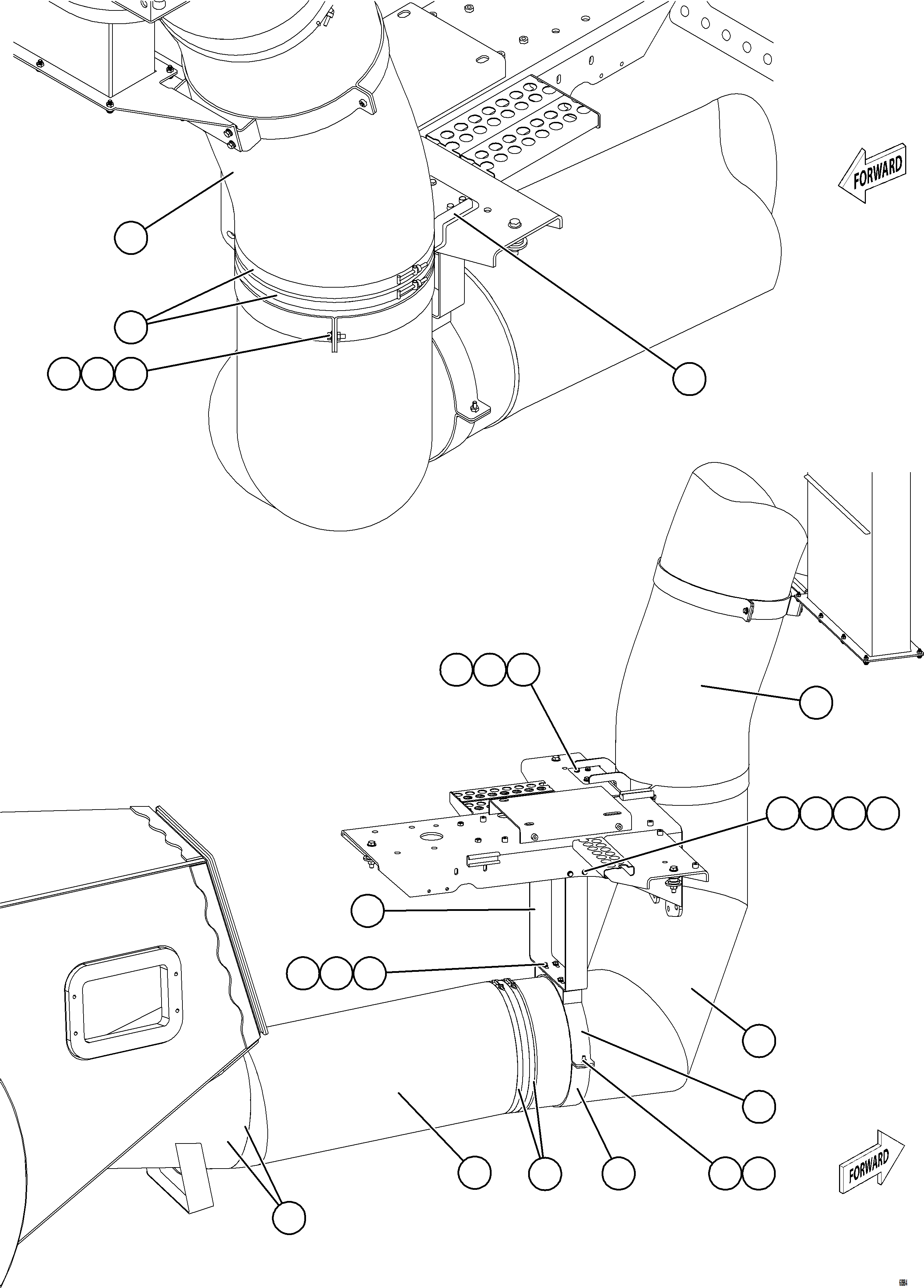 Komatsu parts book diagram for AFE78-X 930E-5 S/N A40089  IOCC: REAR AXLE BLOWER DUCTS