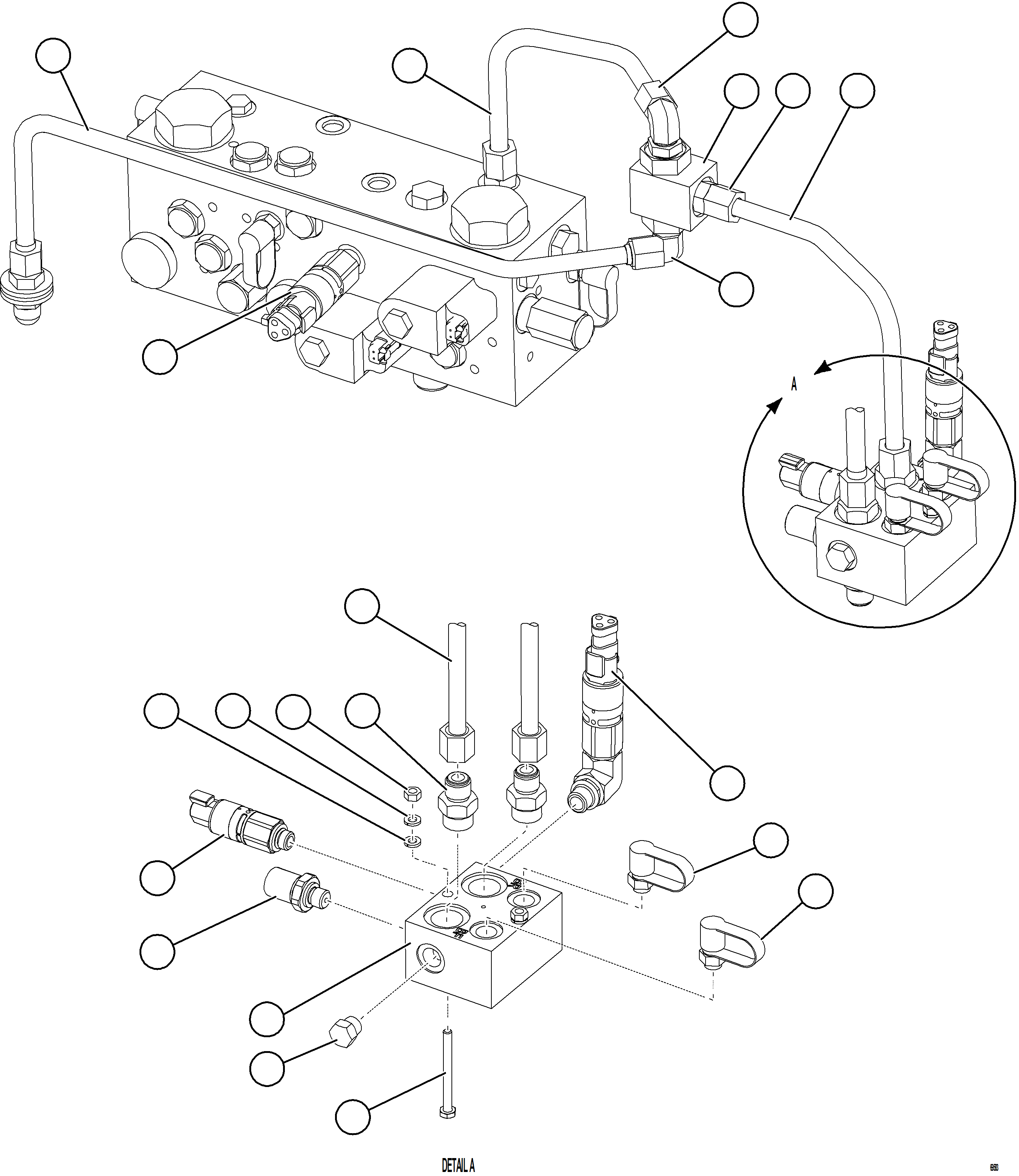 Komatsu parts book diagram for AFE78-X 930E-5 S/N A40089  IOCC: SHUTTLE VALVE & JUNCTION BLOCK PIPING