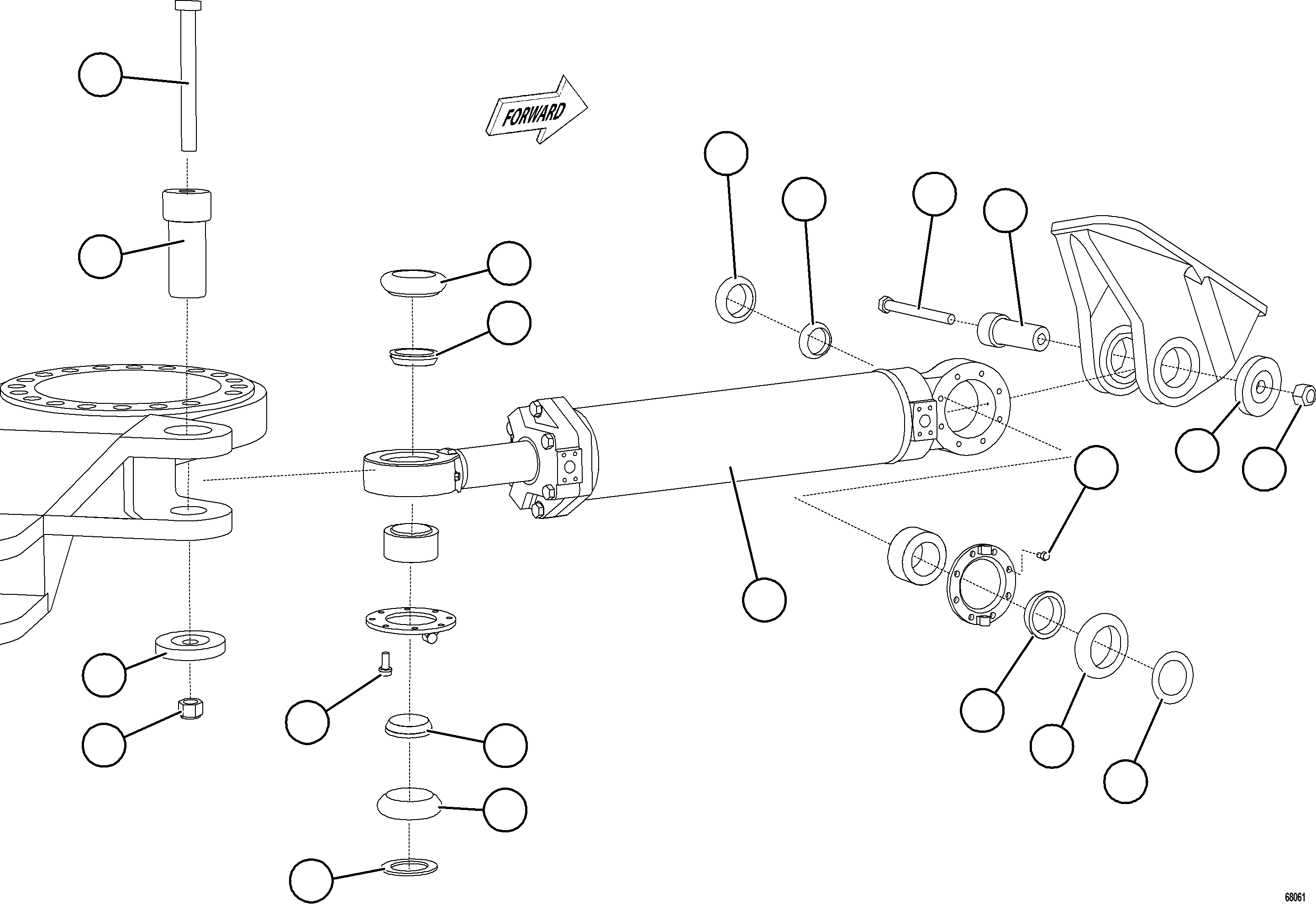 Komatsu parts book diagram for AFE78-X 930E-5 S/N A40089  IOCC: STEERING CYLINDER INSTALLATION