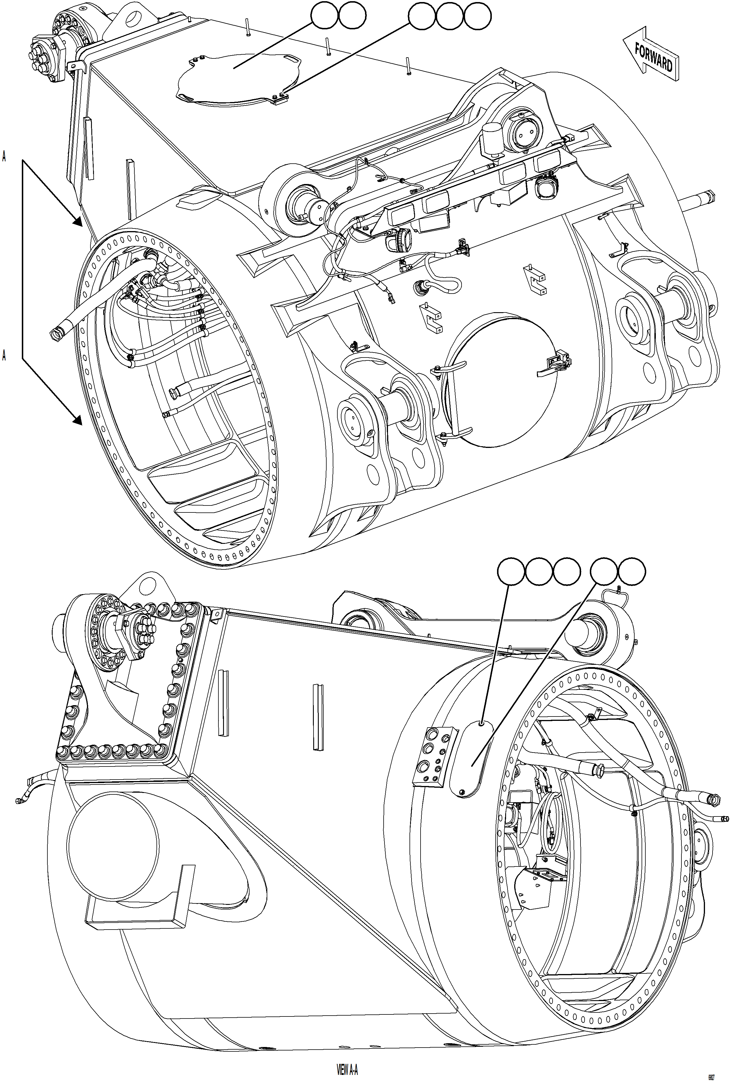 Komatsu parts book diagram for AFE78-X 930E-5 S/N A40089  IOCC: REAR AXLE HOUSING COVERS