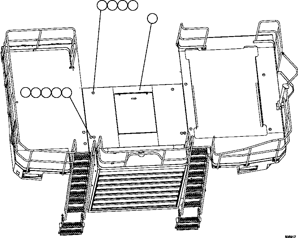 Dump Trucks Komatsu / HD1500-7 S/N A30001 - A30108   KOMATSU (AFP54-A) (BEPB055003)(AFP54-A) / CENTER DECK INSTALLATION(012 : 50591)