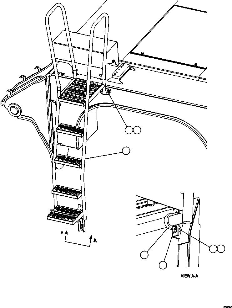 Dump Trucks Komatsu / HD1500-7 S/N A30001 - A30108   KOMATSU (AFP54-A) (BEPB055003)(AFP54-A) / REAR LADDER INSTALLATION(024 : 50593)