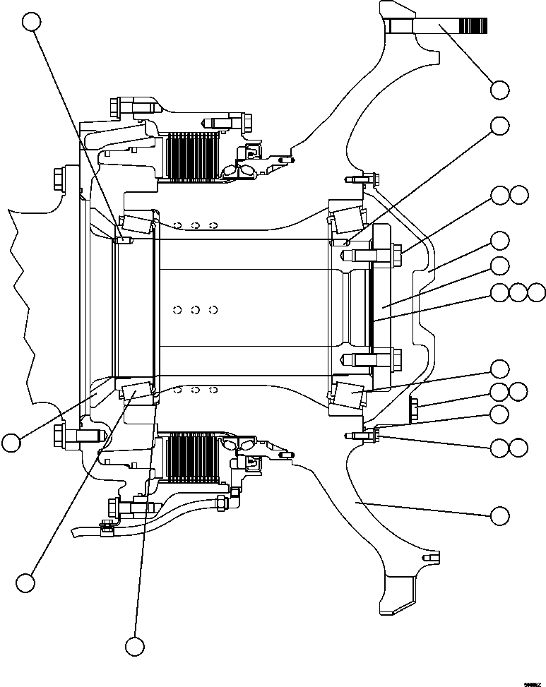 Dump Trucks Komatsu / HD1500-7 S/N A30001 - A30108   KOMATSU (AFP54-A) (BEPB055003)(AFP54-A) / FRONT WHEEL HUB INSTALLATION(090 : 50606)