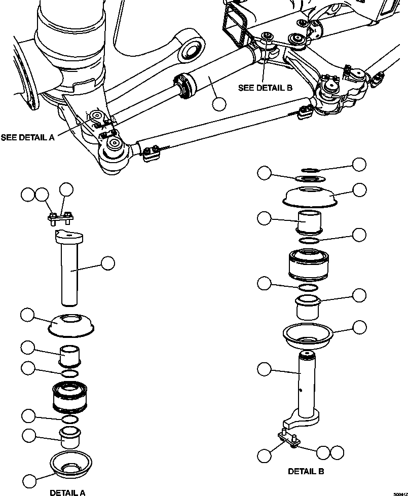 Dump Trucks Komatsu / HD1500-7 S/N A30001 - A30108   KOMATSU (AFP54-A) (BEPB055003)(AFP54-A) / STEERING CYLINDER INSTALLATION(150 : 50041)