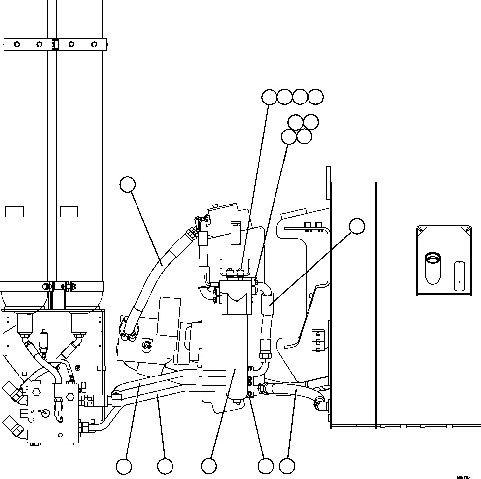Dump Trucks Komatsu / HD1500-7 S/N A30001 - A30108   KOMATSU (AFP54-A) (BEPB055003)(AFP54-A) / STEERING PIPING  5/6(490 : 50626)