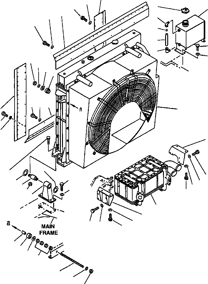 Komatsu parts book diagram for 330M S/N A10190-A10195 (DH637) (SA12V140Z-1): RADIATOR, RESERVE TANK & OIL COOLER INSTL